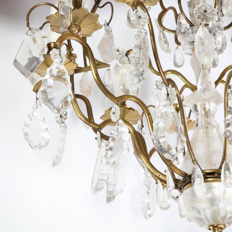 Early 19th Century Louis XV Nine-Arm Rock Crystal & Bronze Sculptural Chandelier For Sale 5