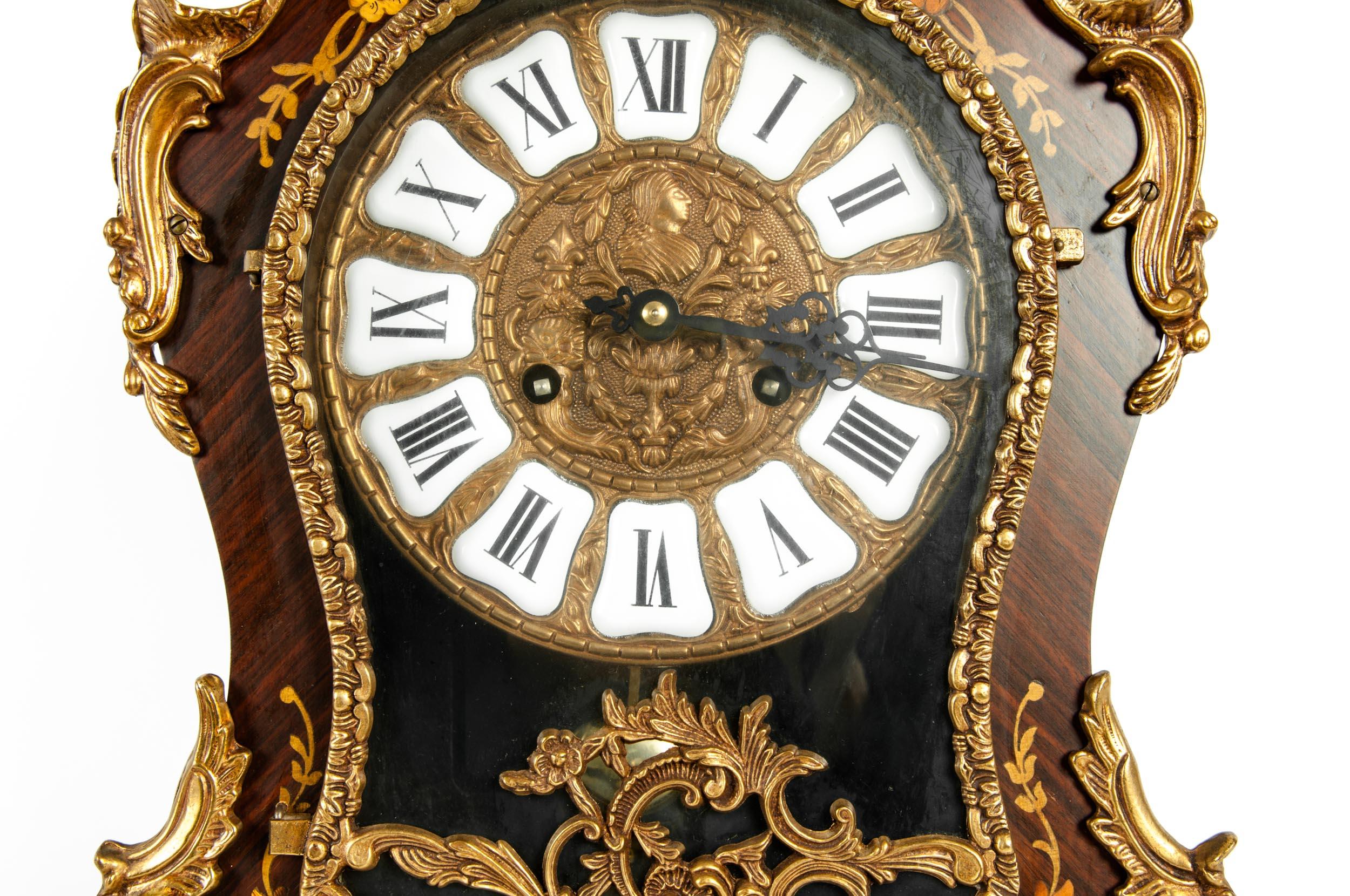 Early 19th Century Louis XV Style Bronze Mounted Wall Clock In Good Condition In Tarry Town, NY