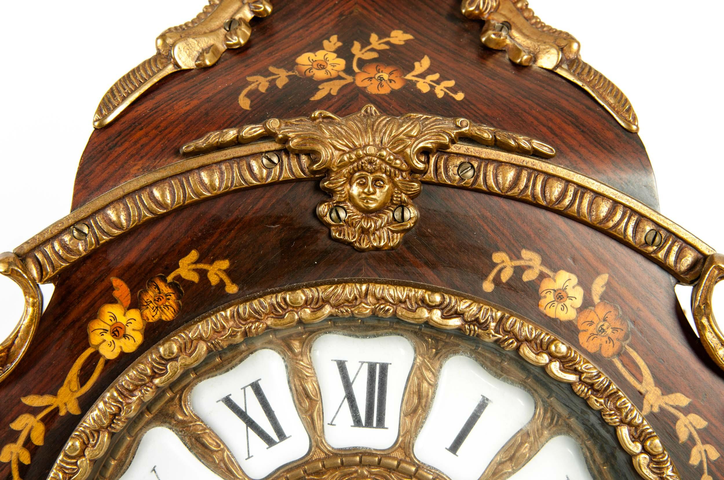 Early 19th Century Louis XV Style Bronze Mounted Wall Clock 4