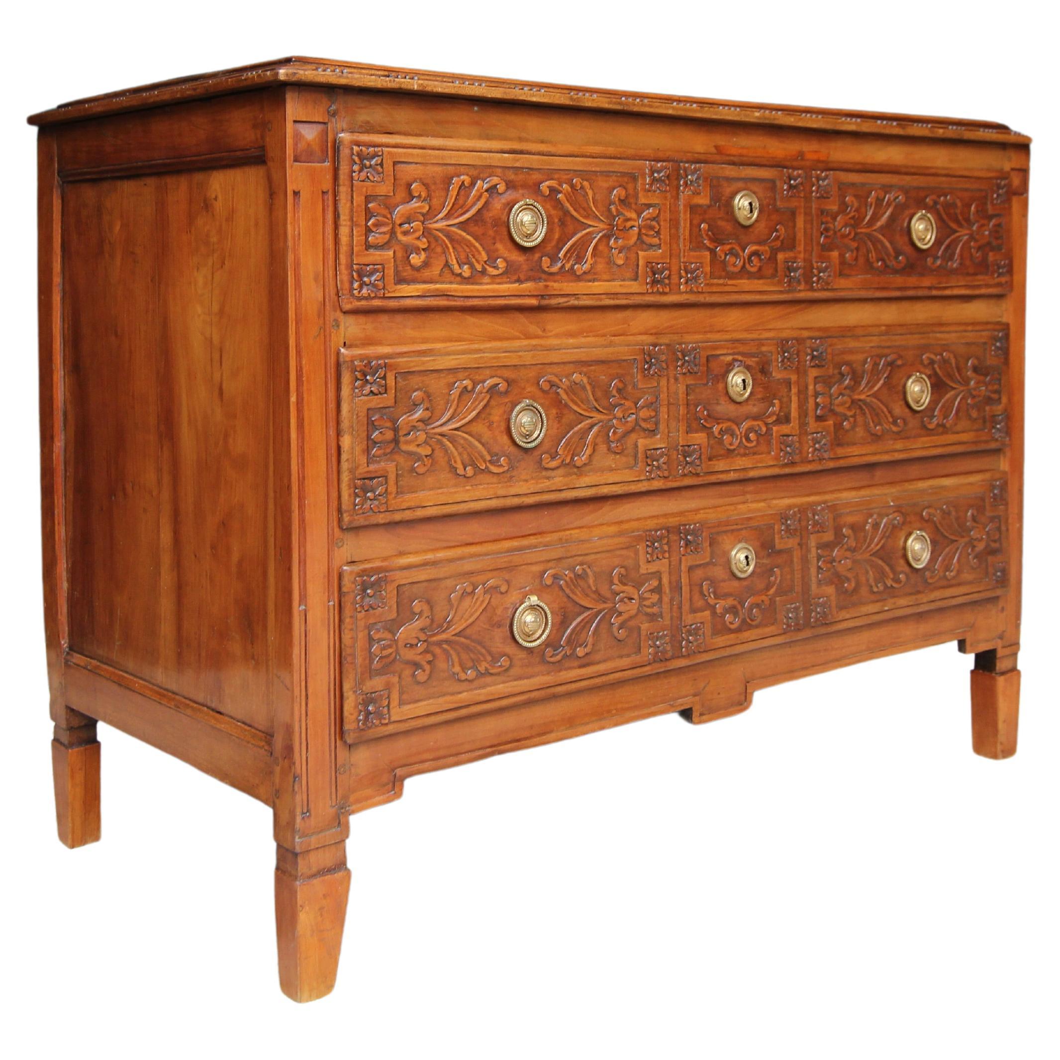 Early 19th Century Louis XVI Style Cherry Wood Chest of Drawers For Sale
