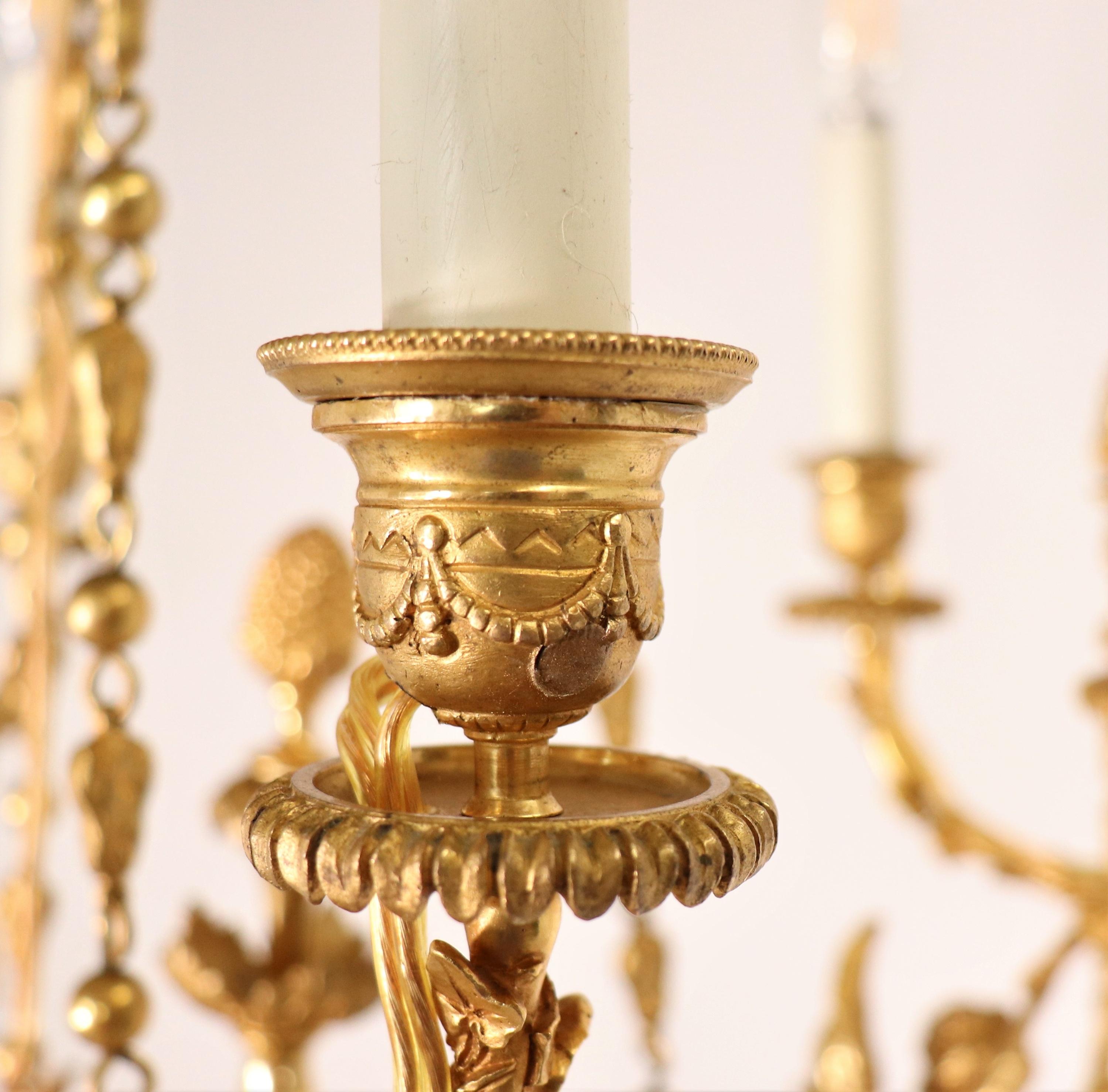 Early 19th Century Louis XVI Style Doré Bronze Cherub Putti Chandelier For Sale 7