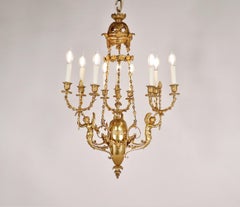 Early 19th Century Louis XVI Style Doré Bronze Cherub Putti Chandelier
