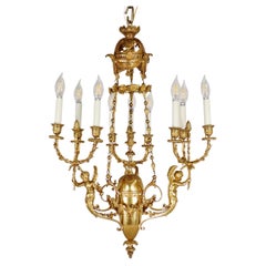Early 19th Century Louis XVI Style Doré Bronze Cherub Putti Chandelier
