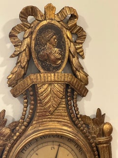 Early 19th Century Louis XVI Style Giltwood Barometer & Thermometer