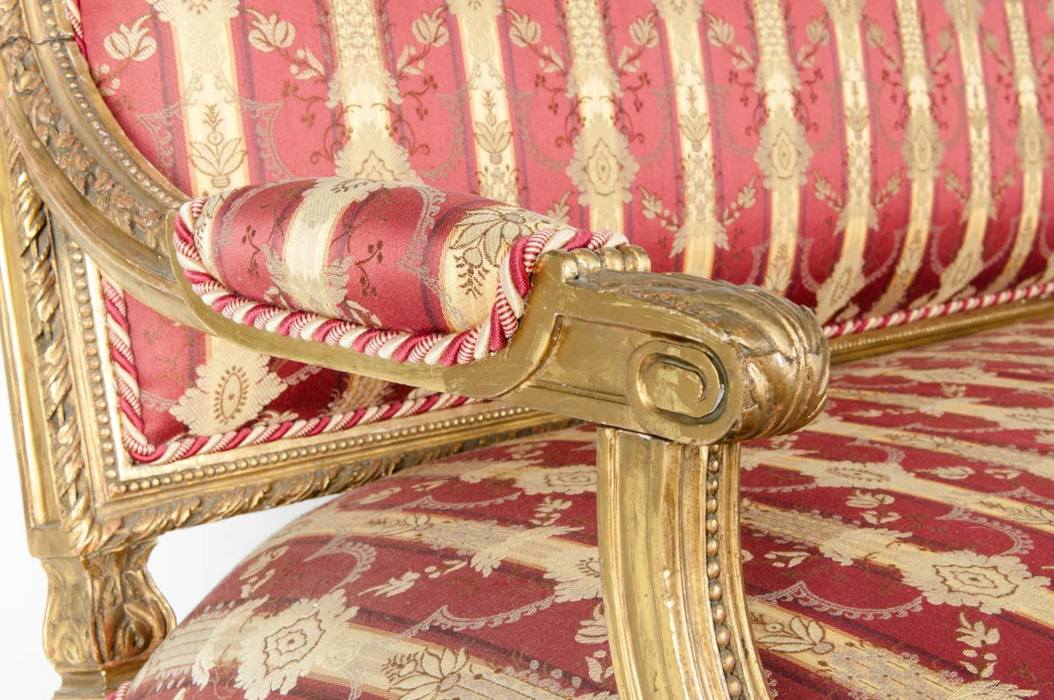 Early 19th Century Louis XVI Style Giltwood Settee 10