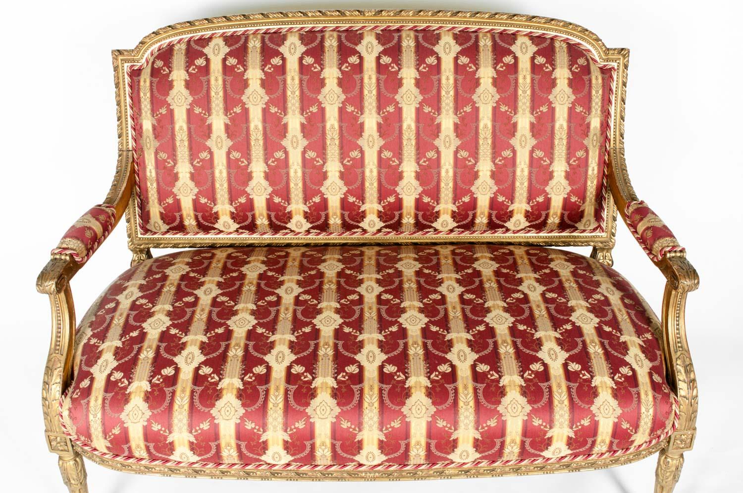 Early 19th Century Louis XVI Style Giltwood Settee 1