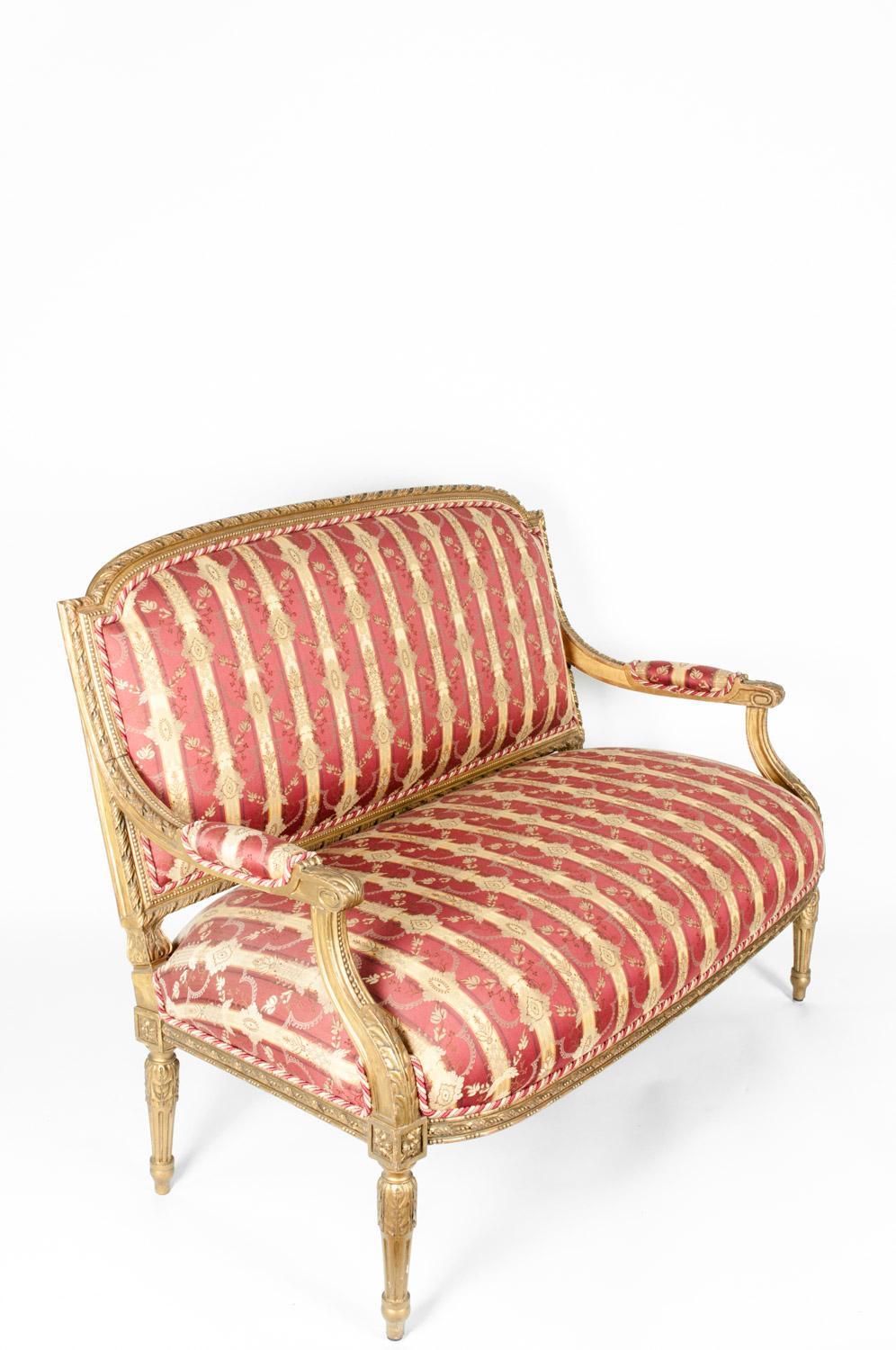 Early 19th Century Louis XVI Style Giltwood Settee 2