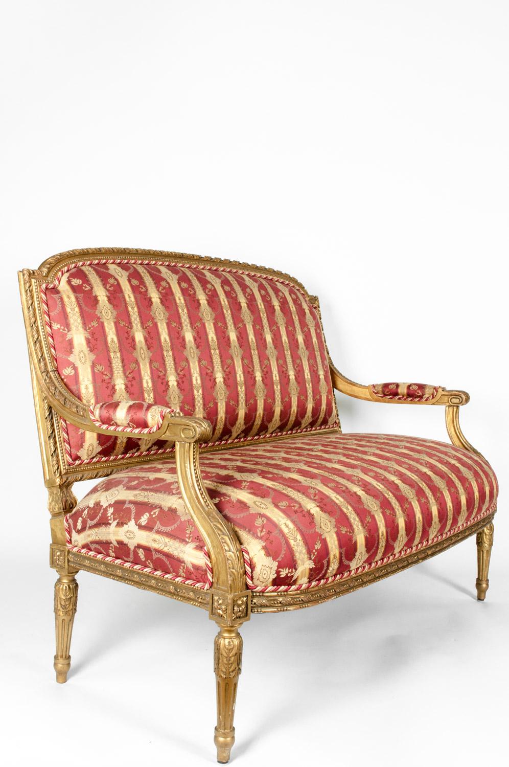 Early 19th Century Louis XVI Style Giltwood Settee 3