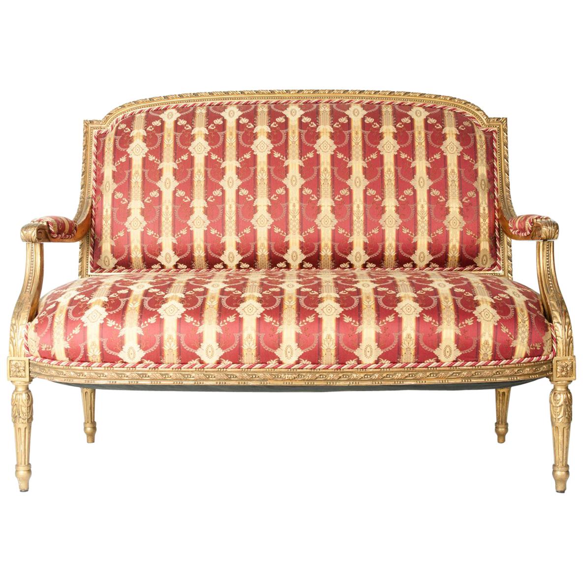 Early 19th Century Louis XVI Style Giltwood Settee
