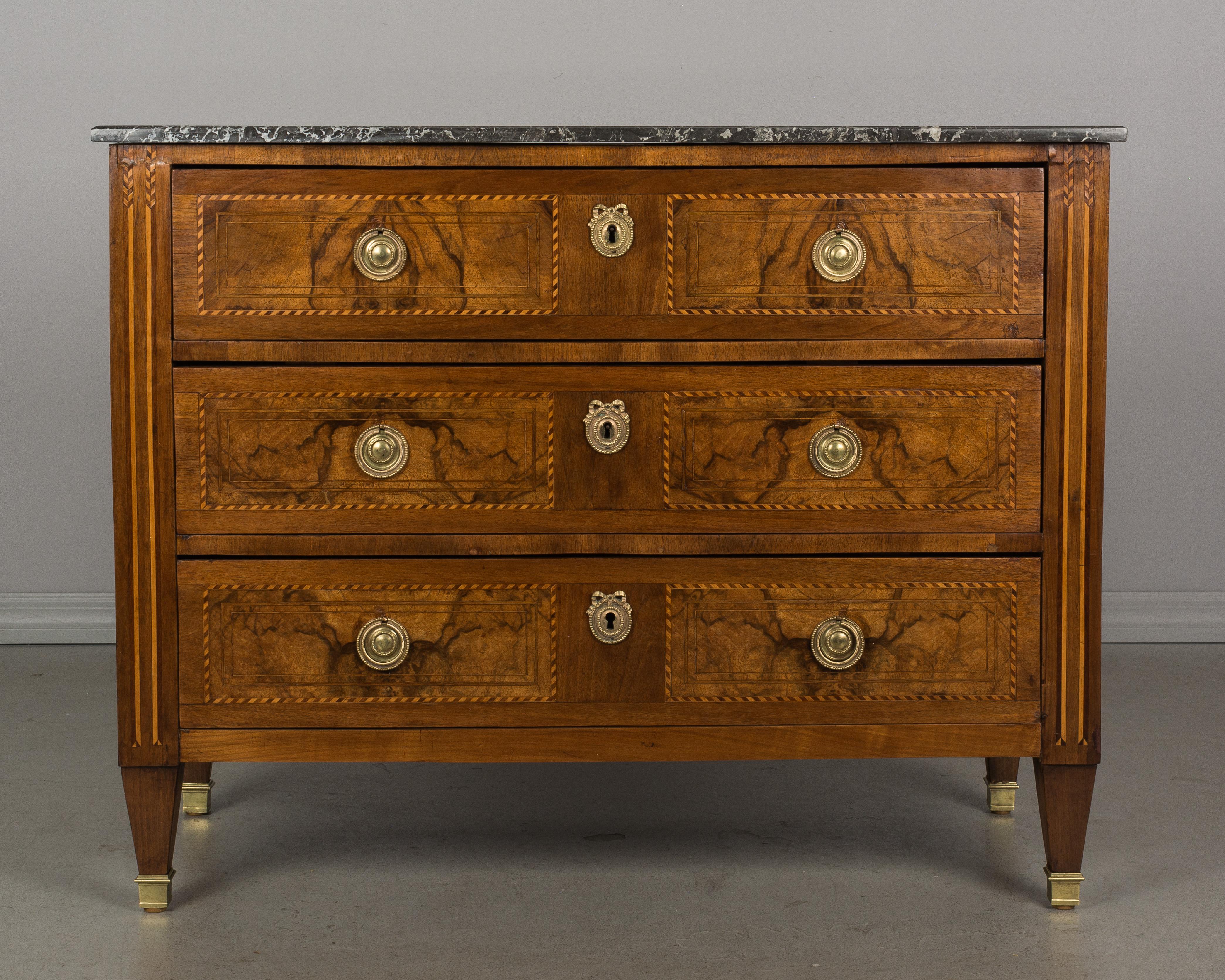 French Early 19th Century Louis XVI Style Marquetry Commode