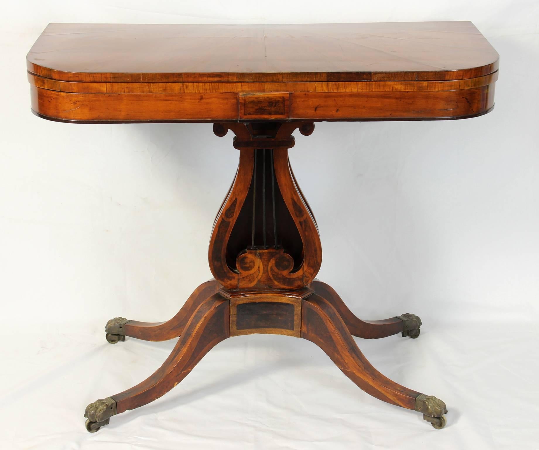 lyre shaped pedestal table