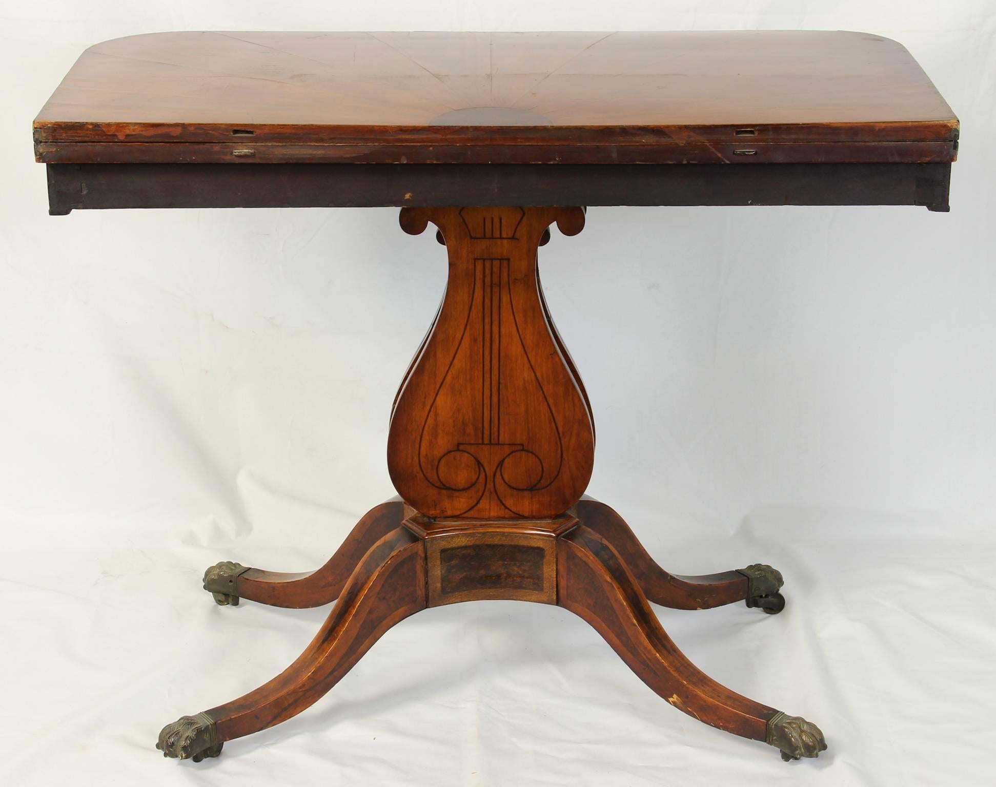 Early 19th Century Lyre Shaped Card Table 1