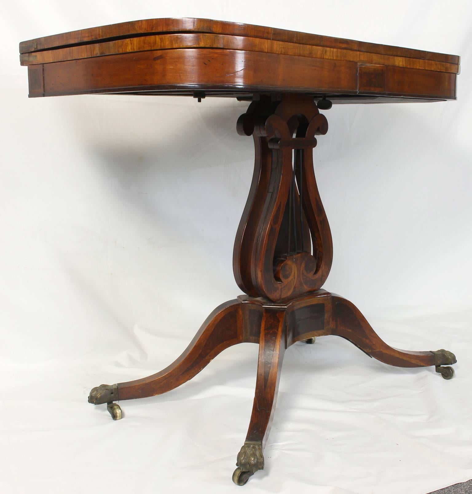 Early 19th Century Lyre Shaped Card Table 3