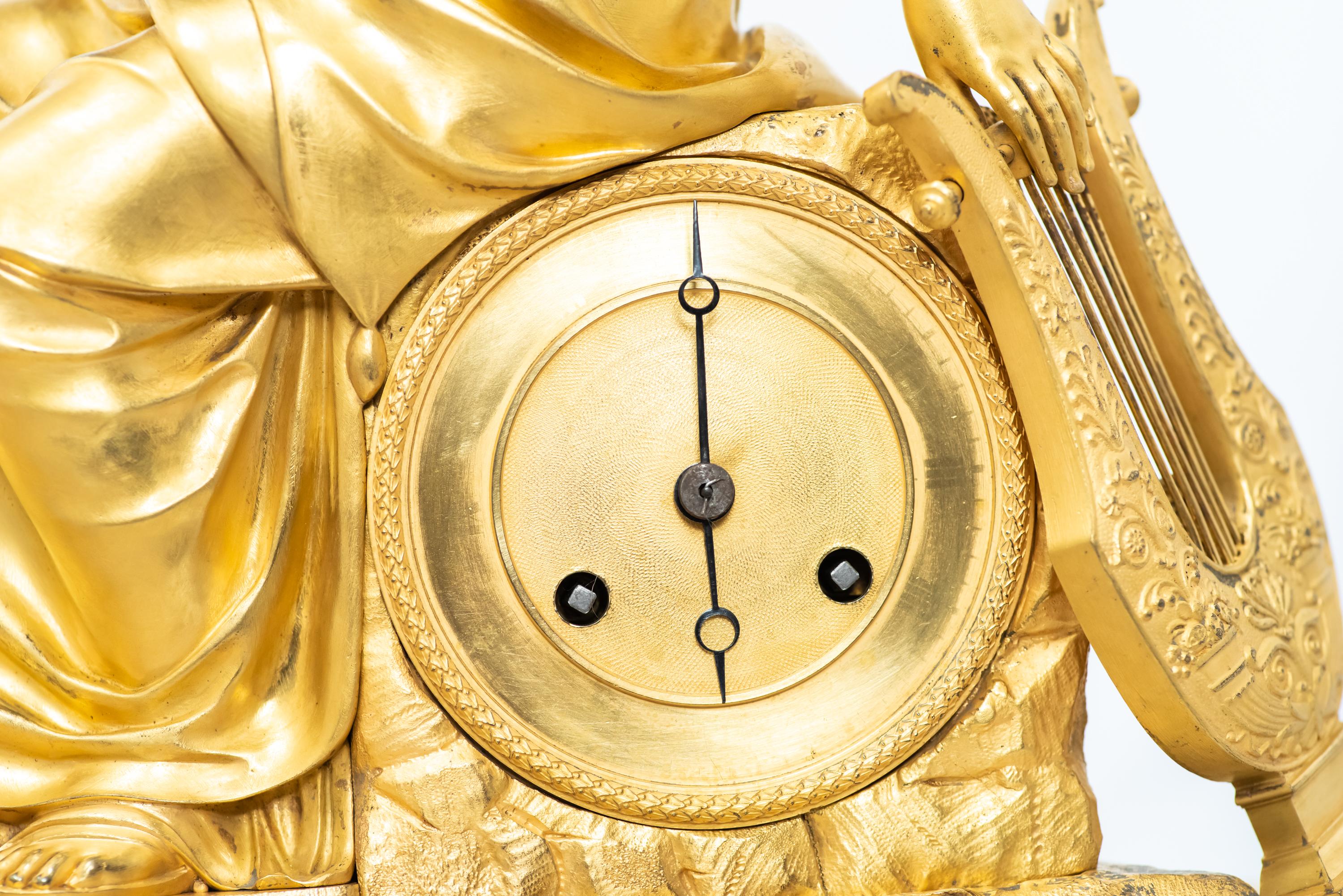 Early 19th Century Madame de Staël Fire-Gilt Bronze Clock  For Sale 2