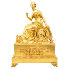 Antique Early 19th Century Madame de Staël Fire-Gilt Bronze Clock 