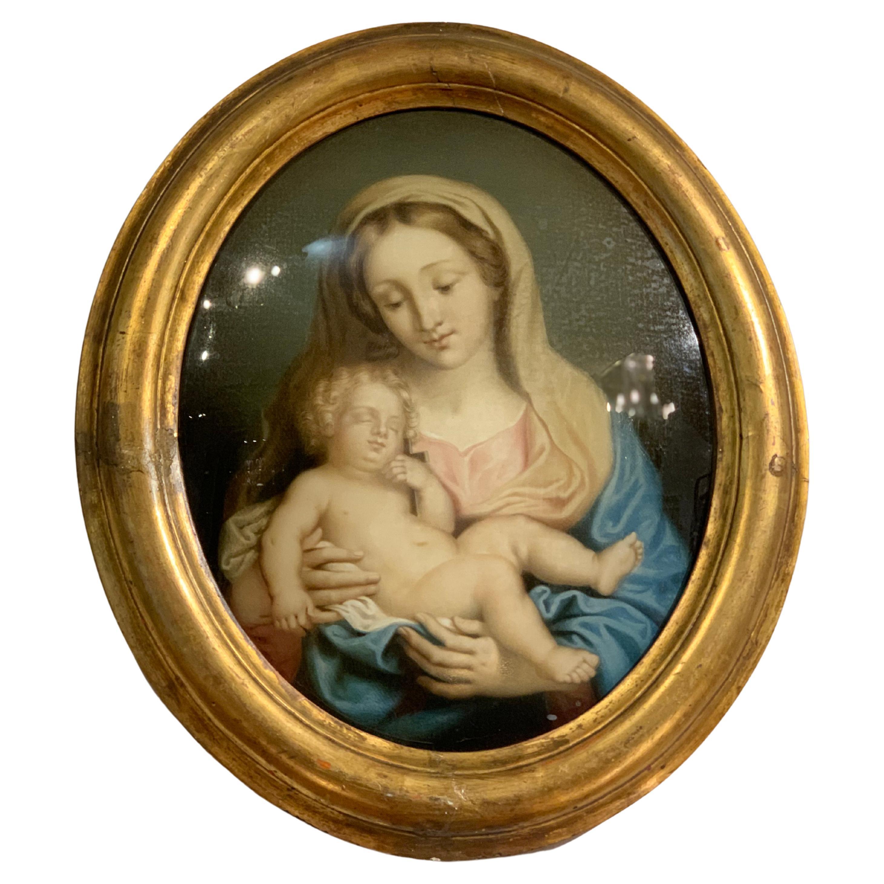 19th Century Religious Painting Madonna with Child and San Giovanni For ...