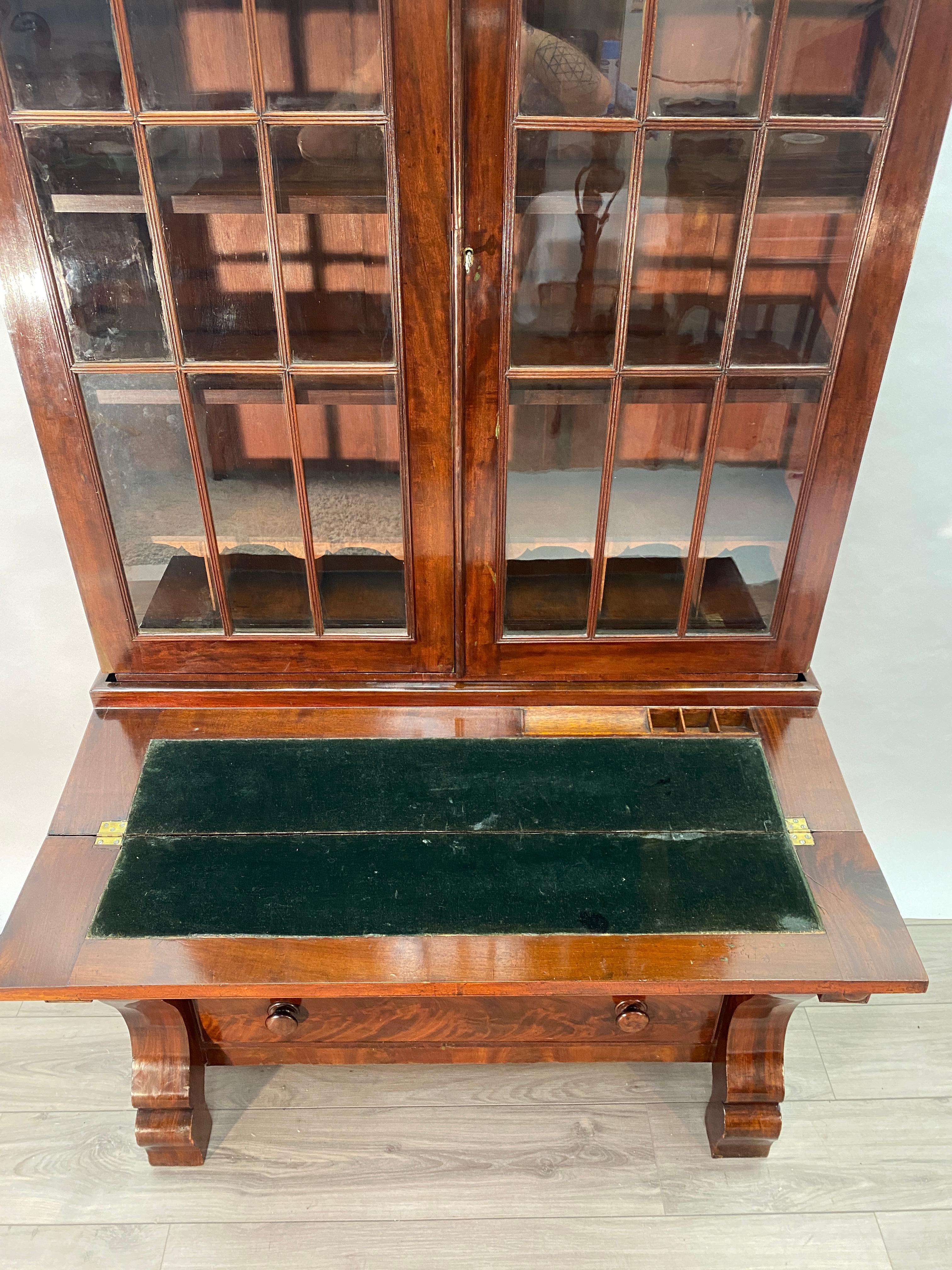Early 19th Century Mahogany American Empire Secretary with Bookcase  In Good Condition In Nashville, TN