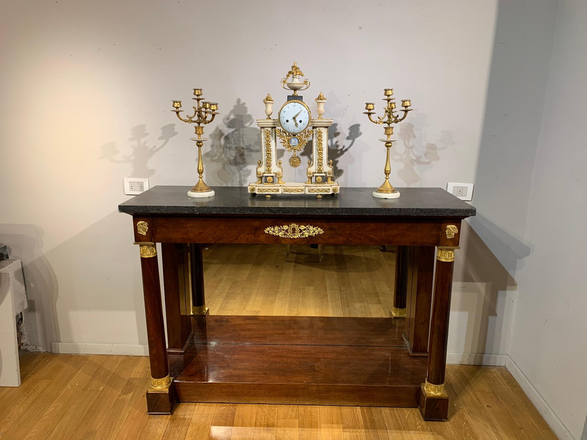 French Early 19th Century Mahogany and Bronze Consolle, Louis-françois Bellangé Studio