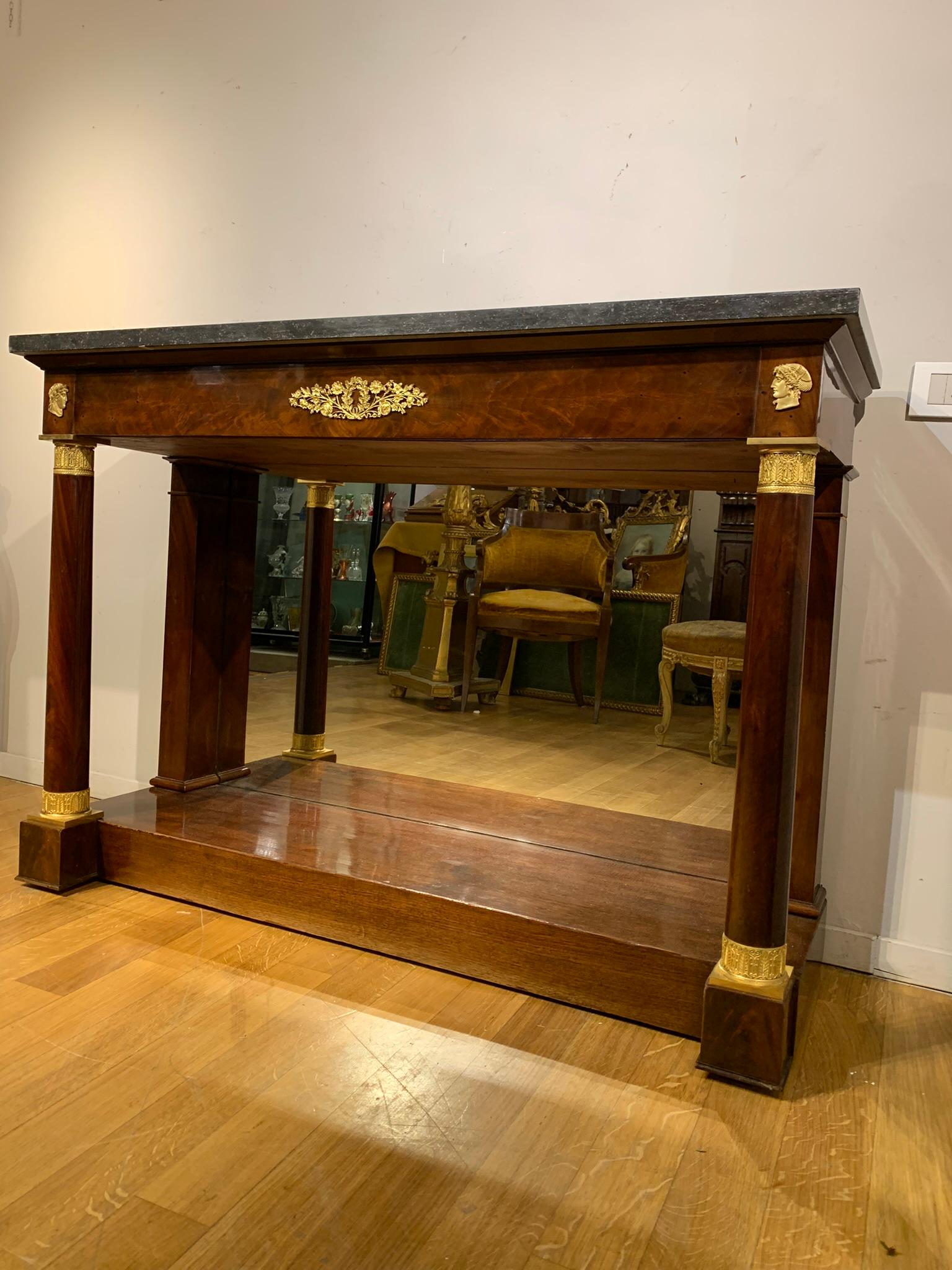 Early 19th Century Mahogany and Bronze Consolle, Louis-françois Bellangé Studio In Good Condition In Firenze, FI