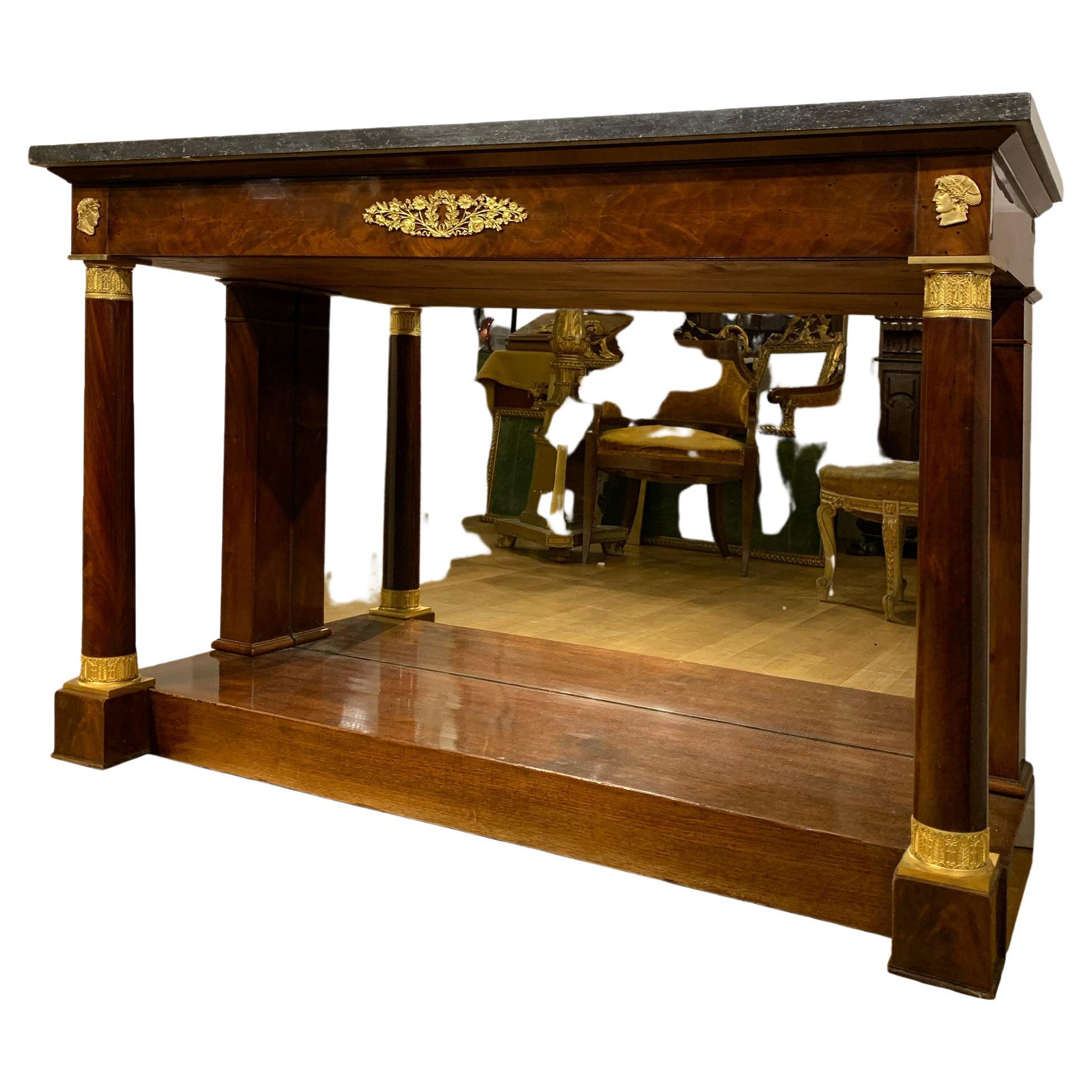 Early 19th Century Mahogany and Bronze Consolle, Louis-françois Bellangé Studio