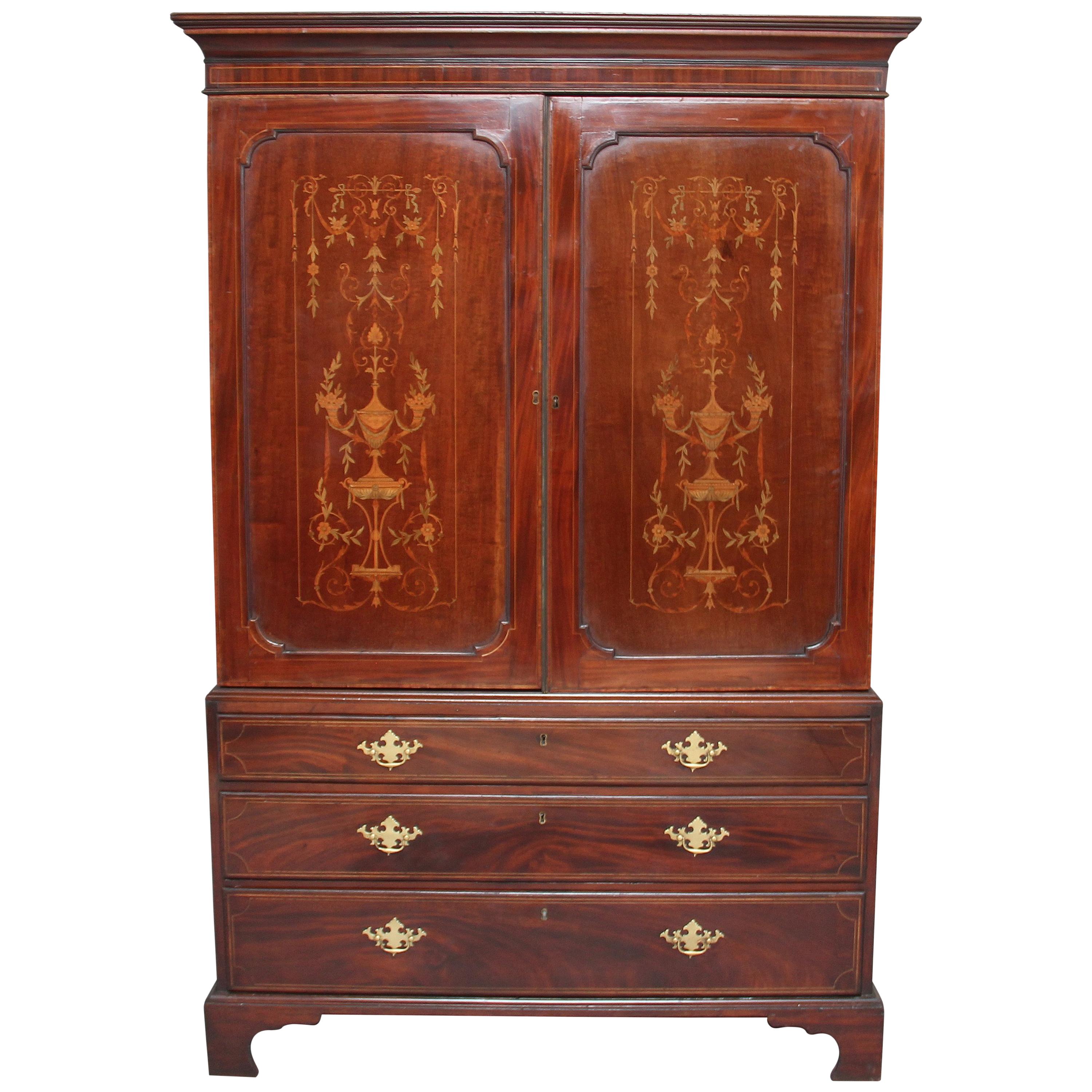 Early 19th Century Mahogany and Inlaid Press Cupboard