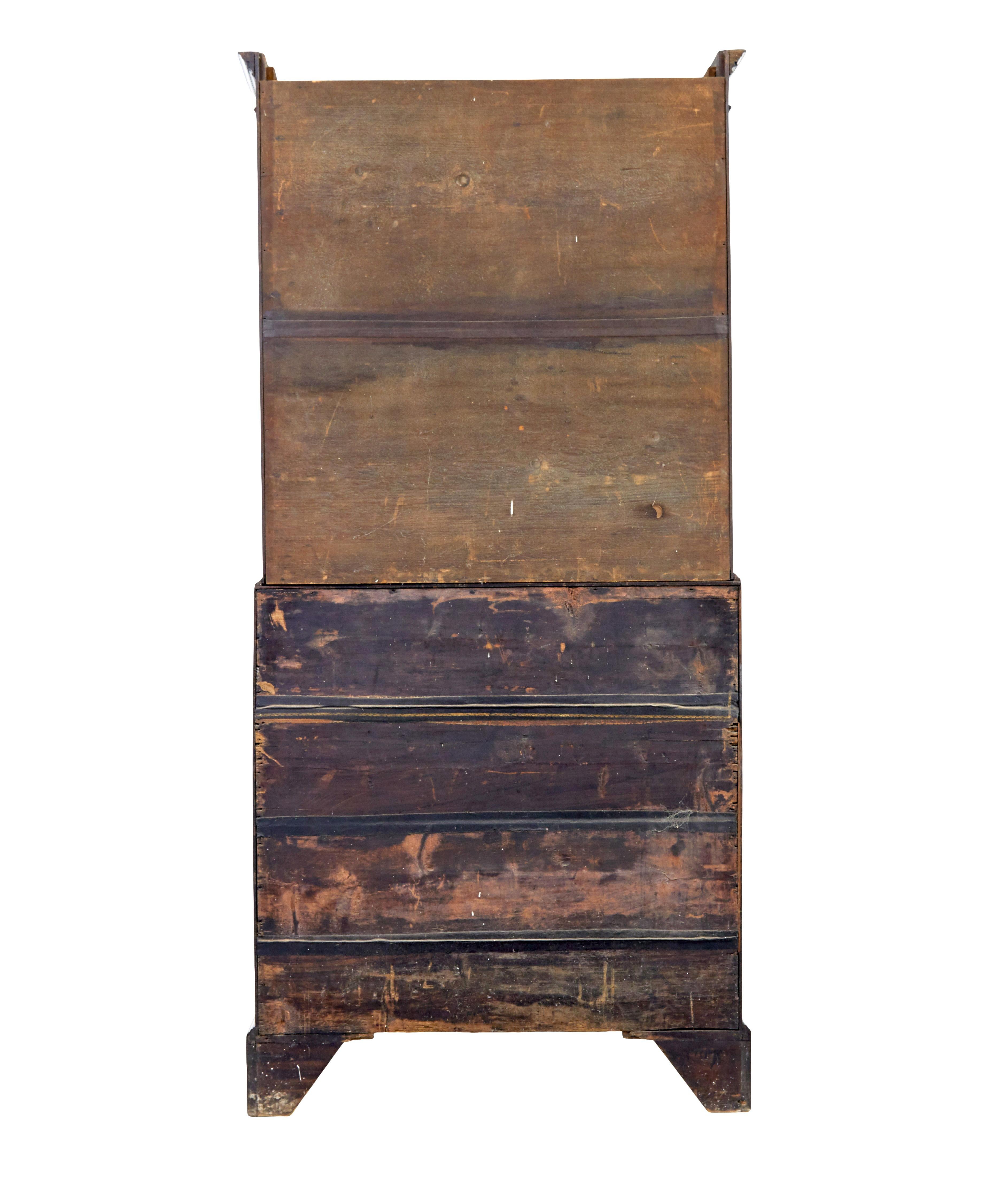 Carved Early 19th century mahogany astral glazed bureau bookcase For Sale
