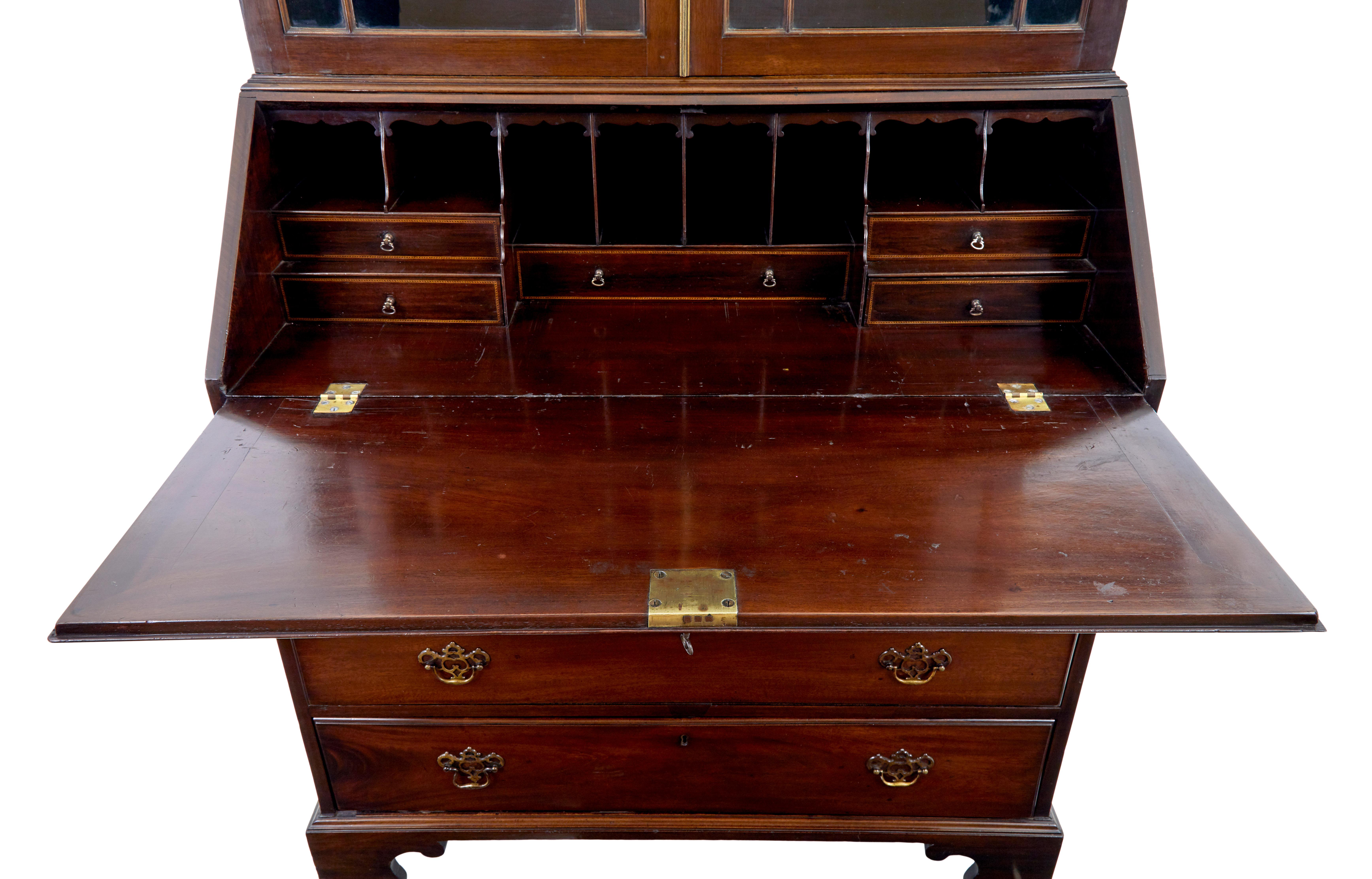 19th Century Early 19th century mahogany astral glazed bureau bookcase For Sale