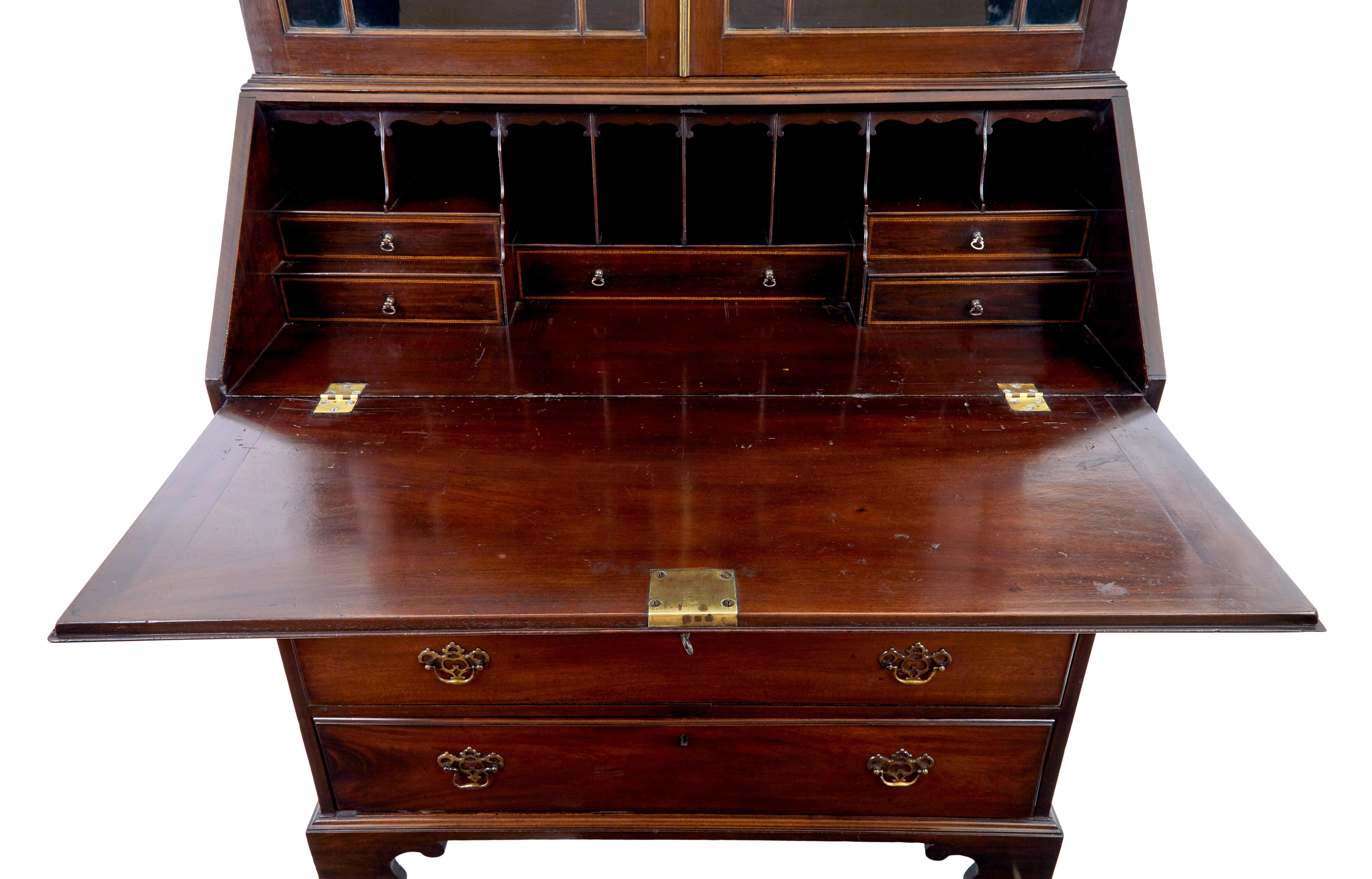 19th Century Early 19th century mahogany astral glazed bureau bookcase For Sale