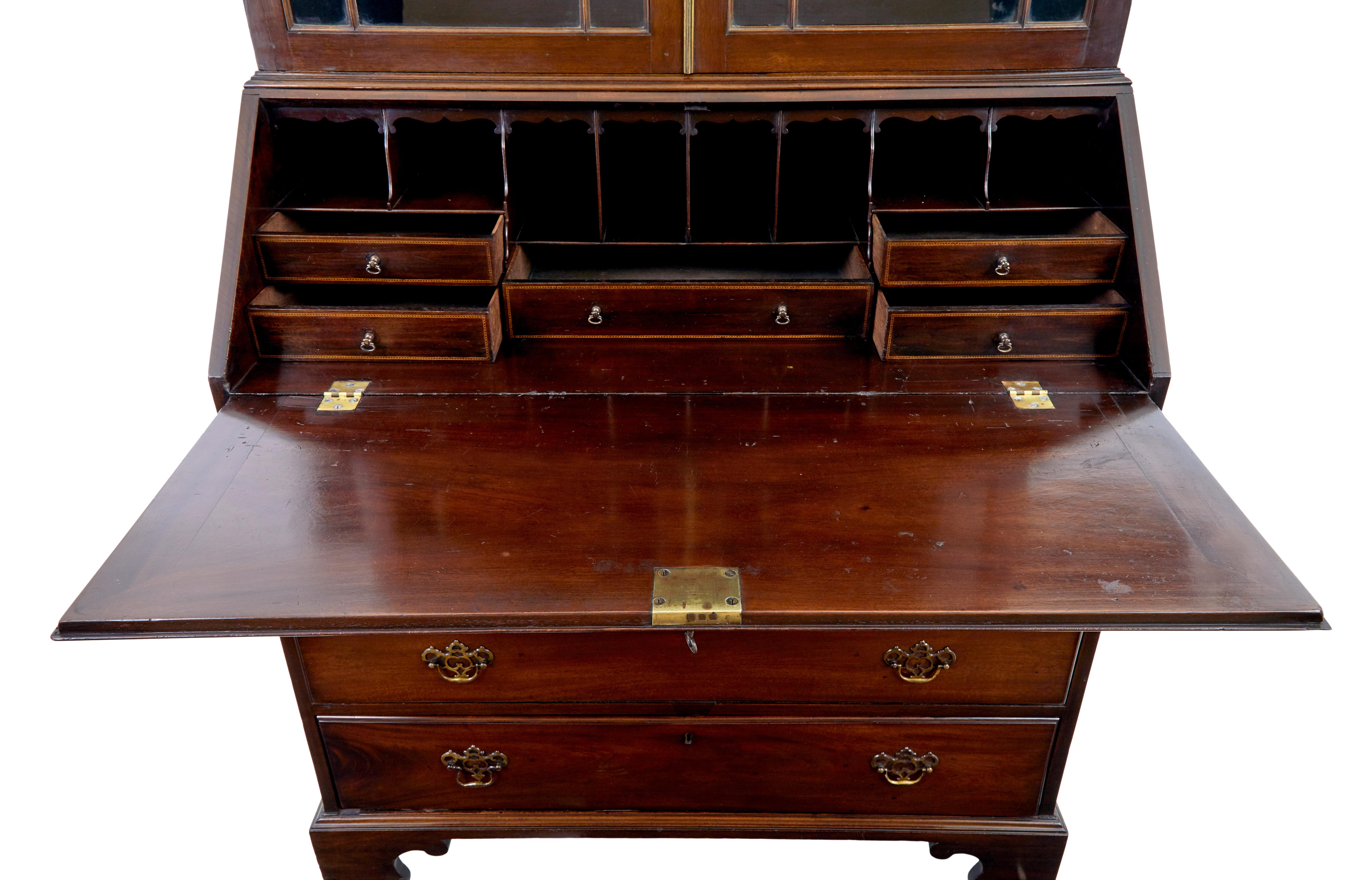 Glass Early 19th century mahogany astral glazed bureau bookcase For Sale
