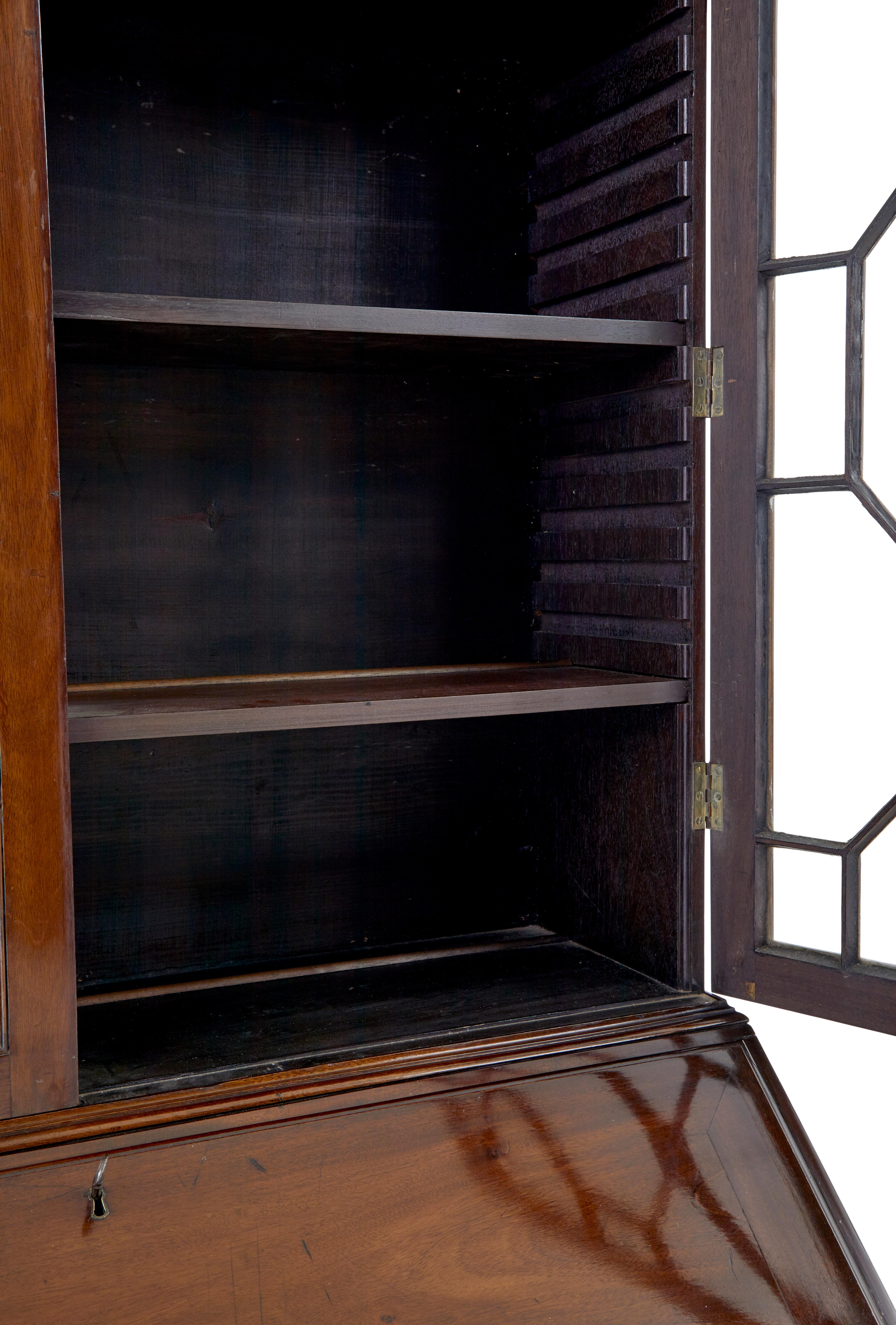 Early 19th century mahogany astral glazed bureau bookcase For Sale 1