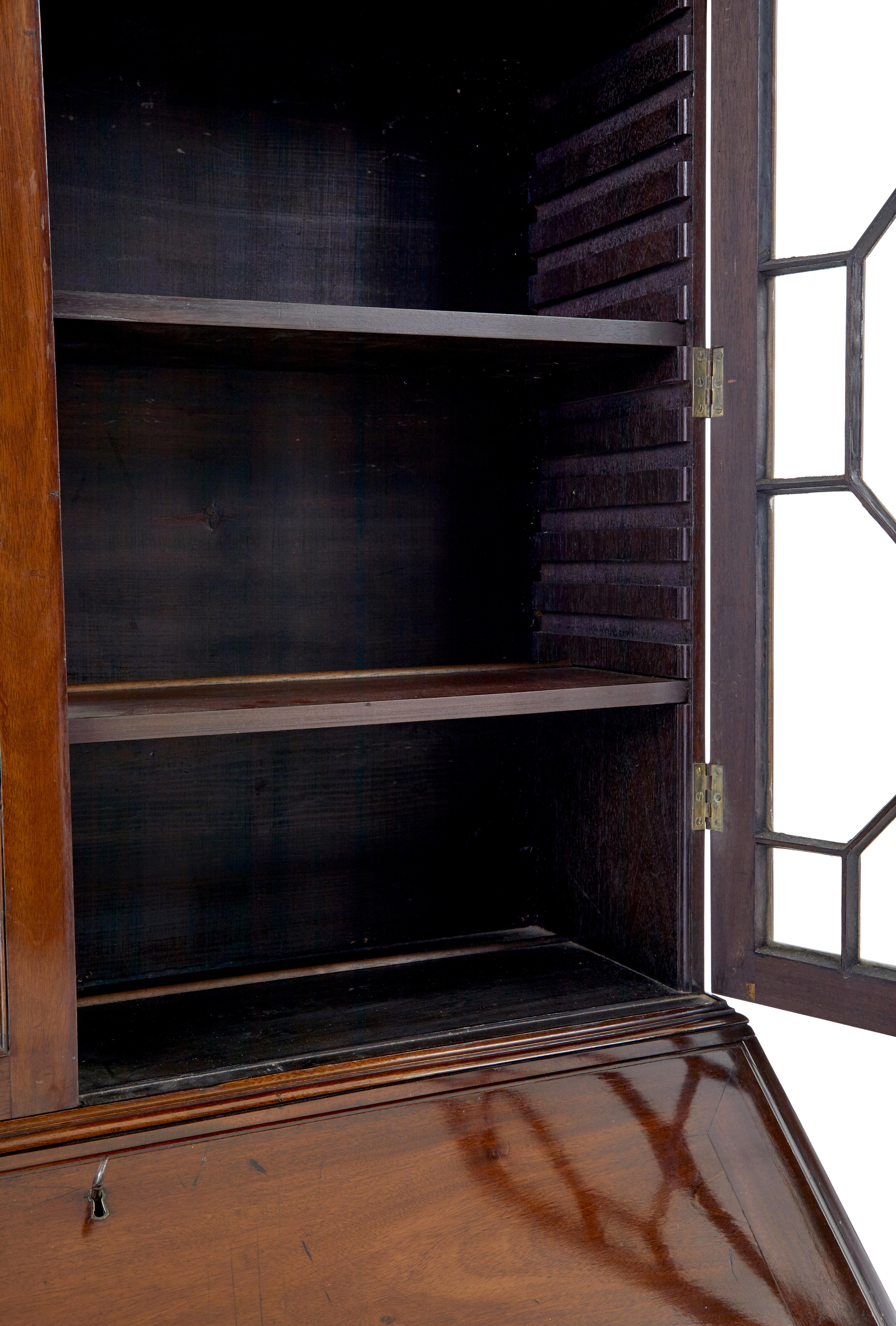 Early 19th century mahogany astral glazed bureau bookcase For Sale 1