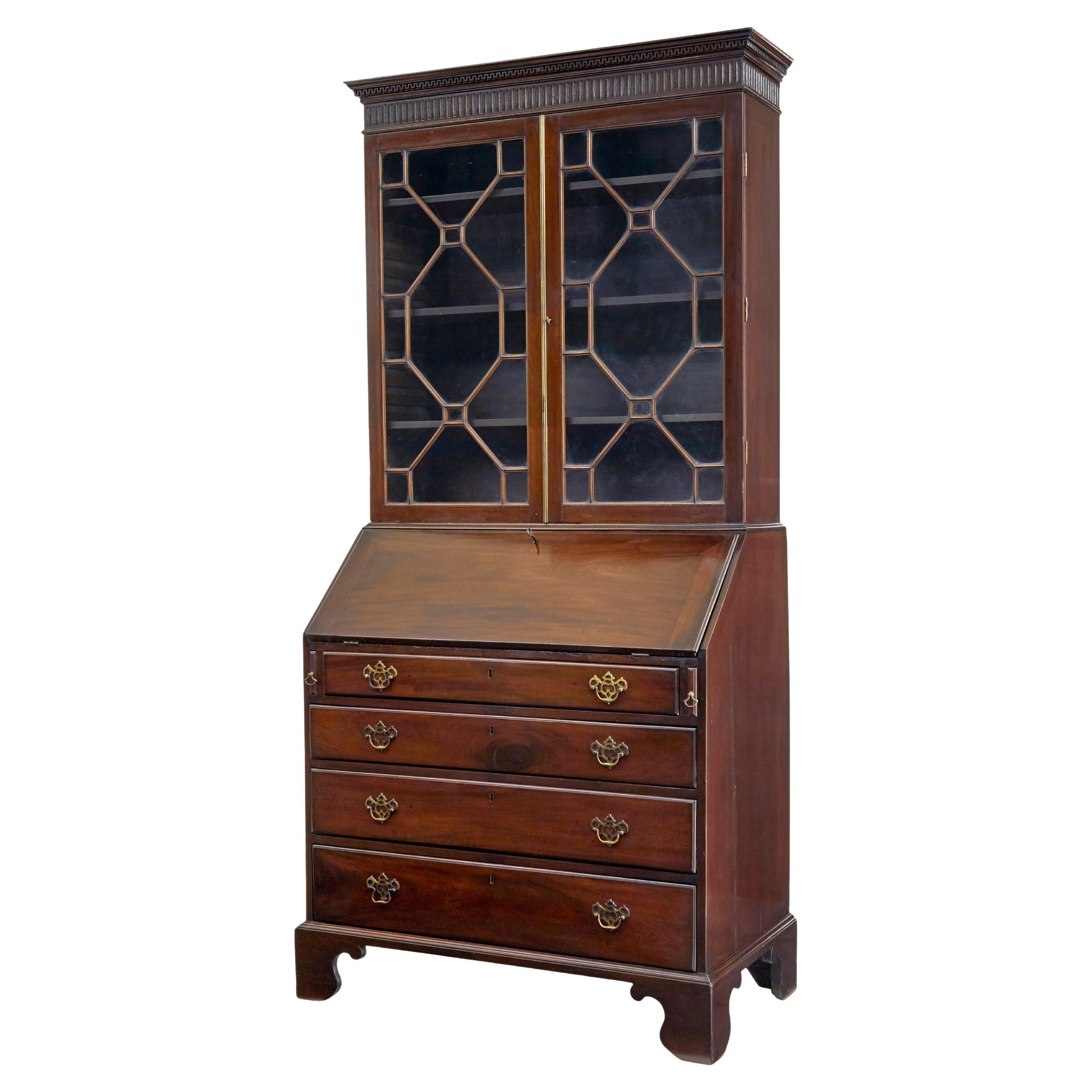 Early 19th century mahogany astral glazed bureau bookcase For Sale