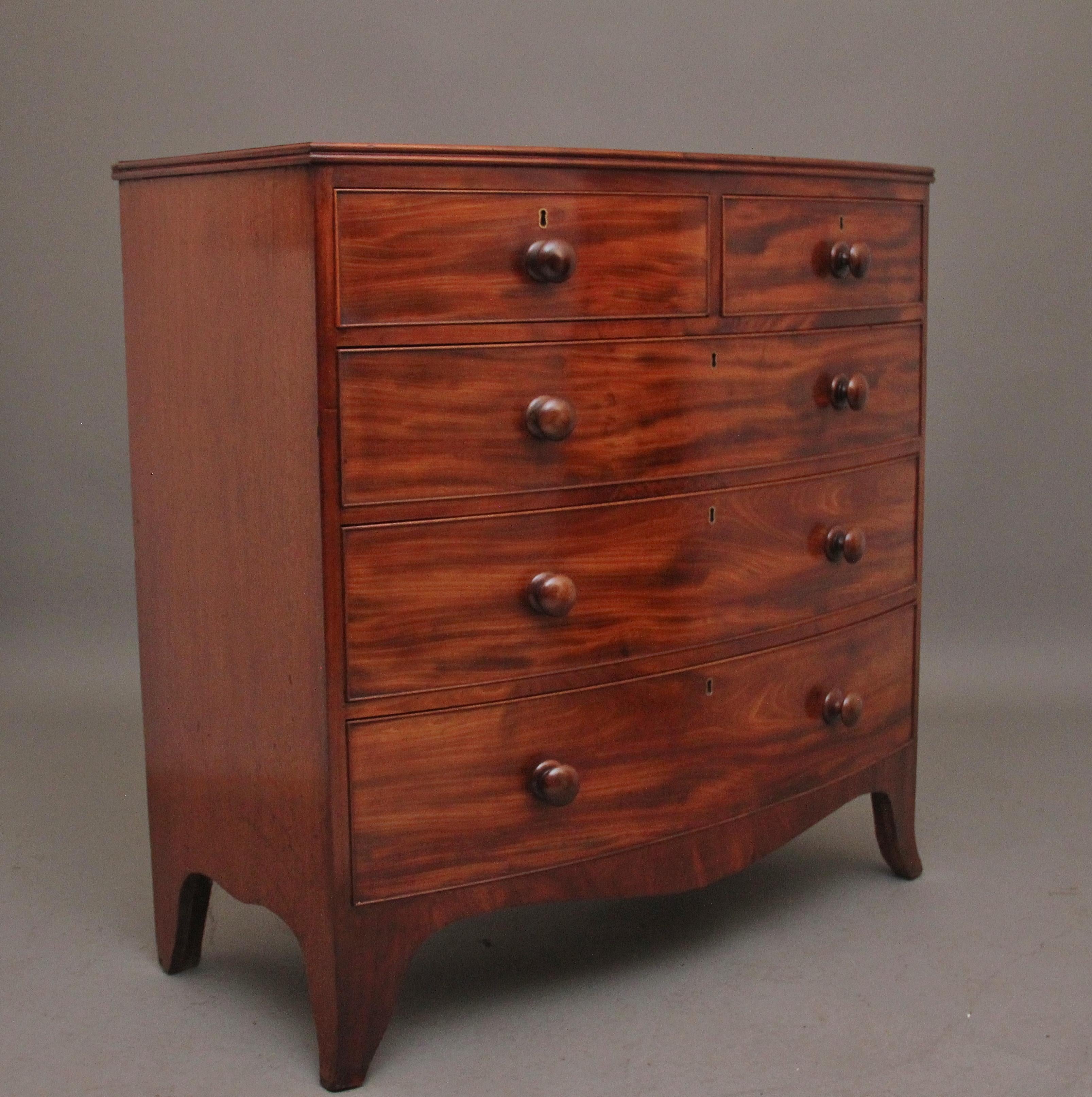 British Early 19th Century mahogany bowfront chest For Sale
