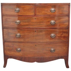 Early 19th Century three drawer mahogany bowfront chest standing on splay feet