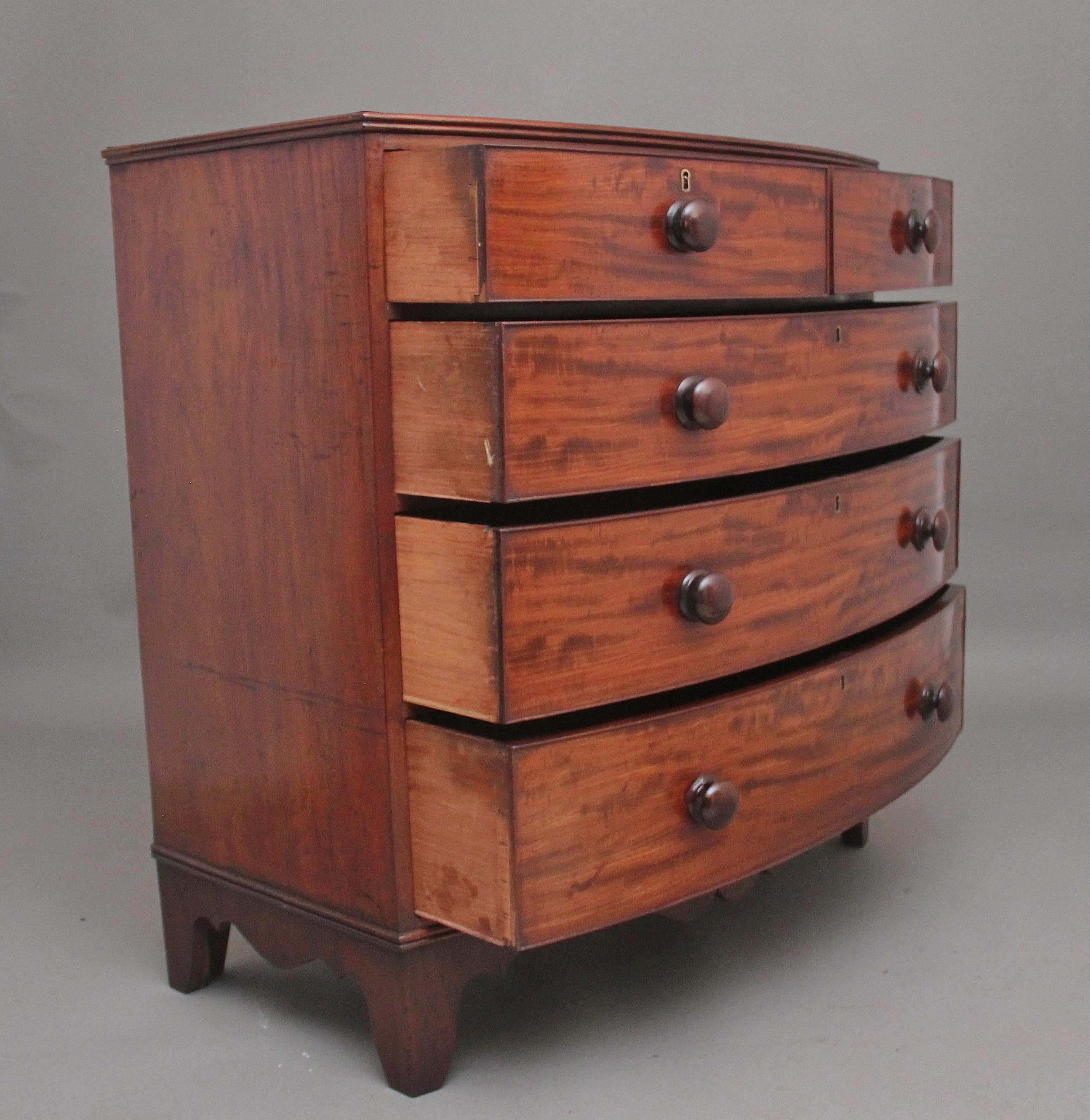 British Early 19th Century mahogany bowfront chest of drawers