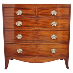 Early 19th Century mahogany bowfront chest of drawers supported on splay feet