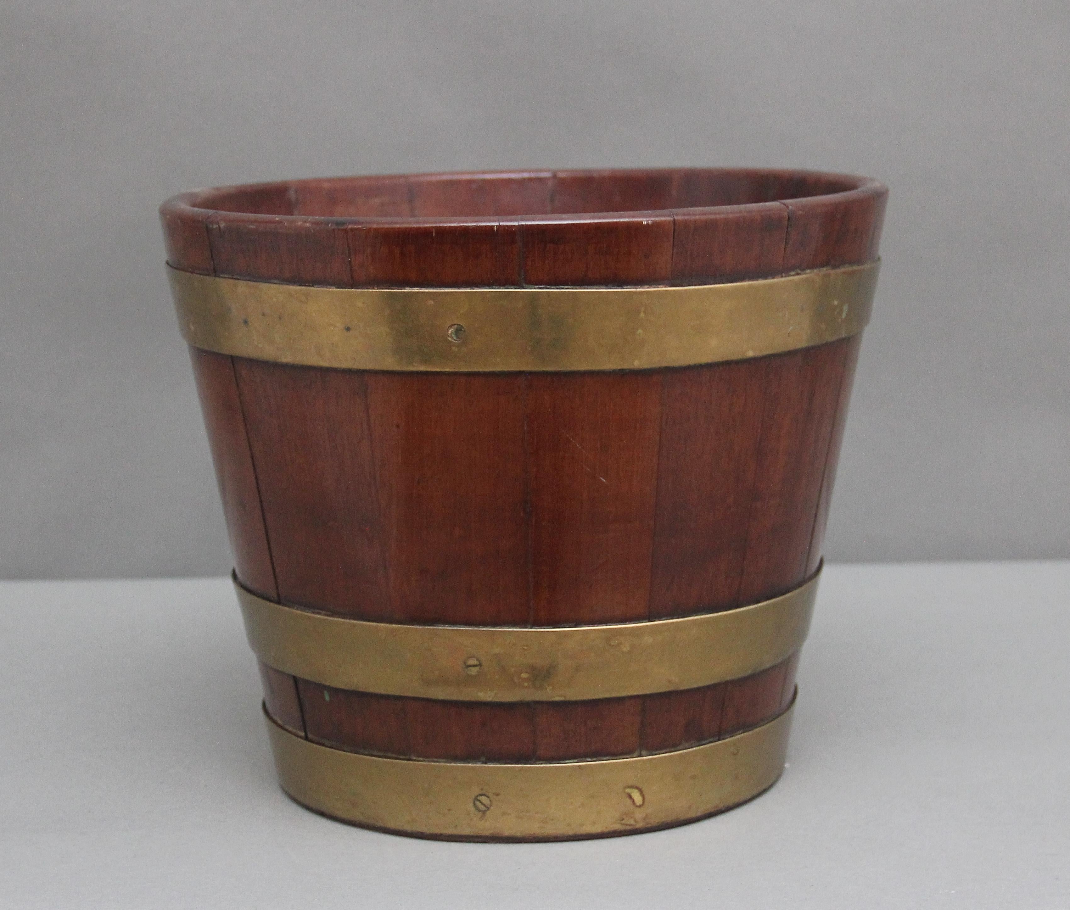 British Early 19th Century mahogany brass bound bucket For Sale