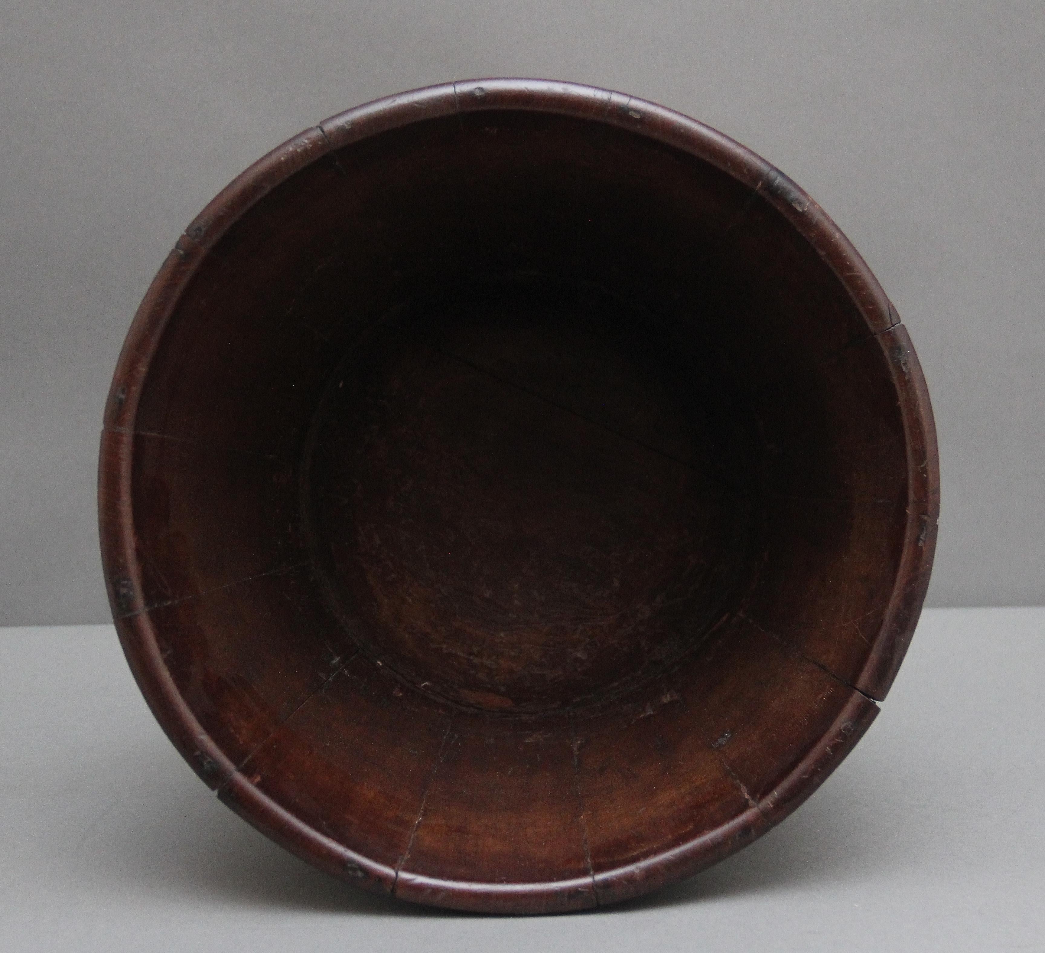 Mid-19th Century Early 19th Century mahogany brass bound bucket For Sale
