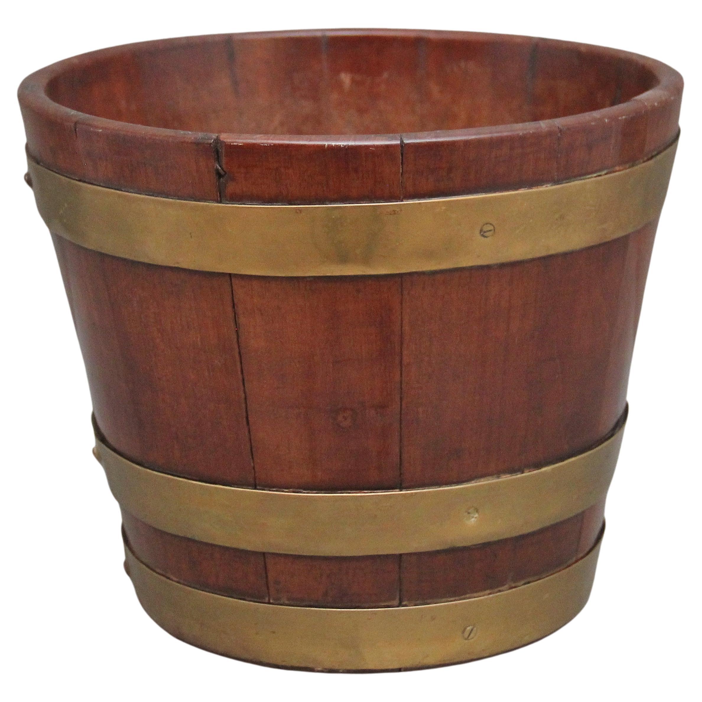 Early 19th Century mahogany brass bound bucket For Sale