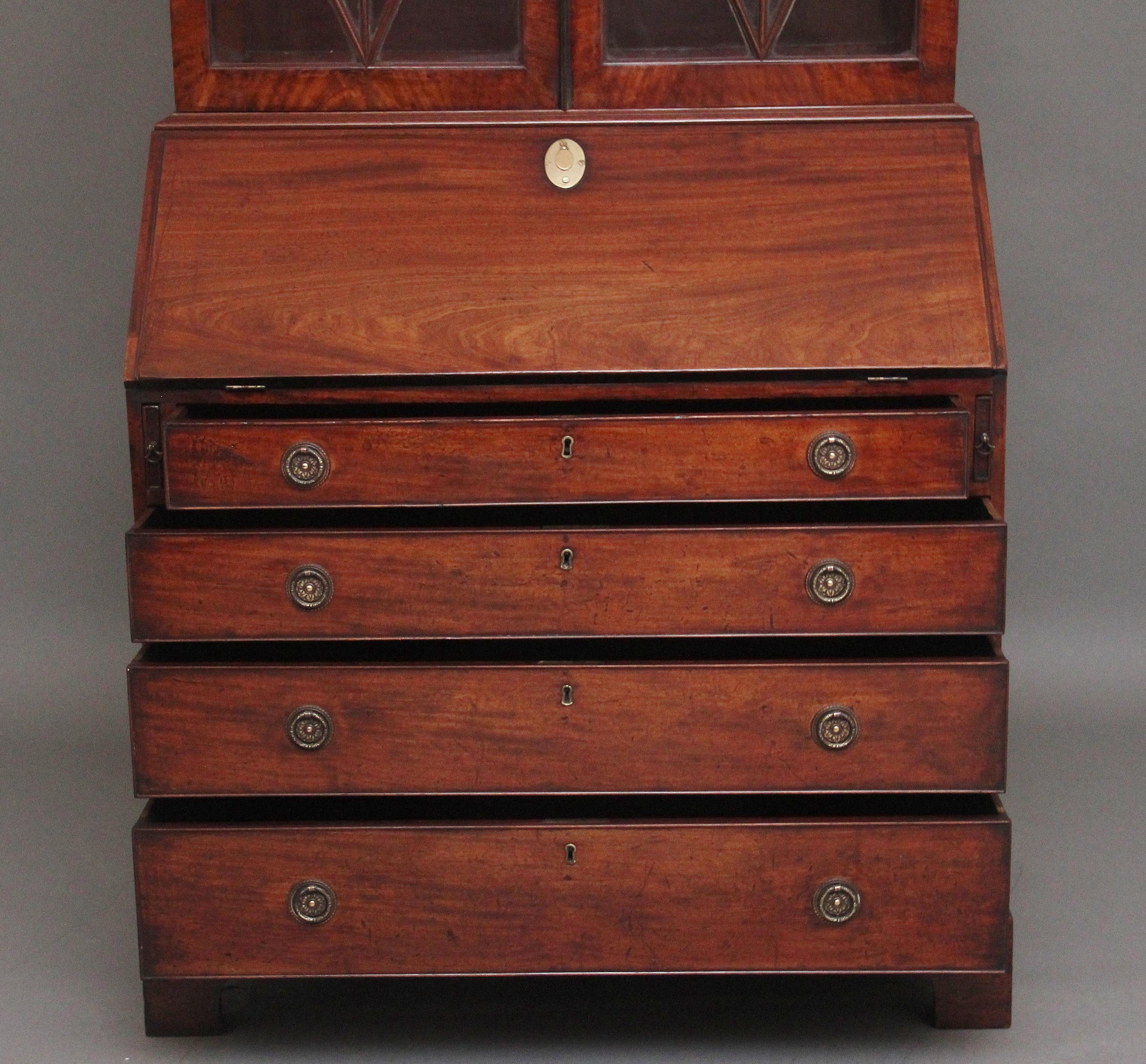 Mid-19th Century Early 19th Century mahogany bureau bookcase For Sale