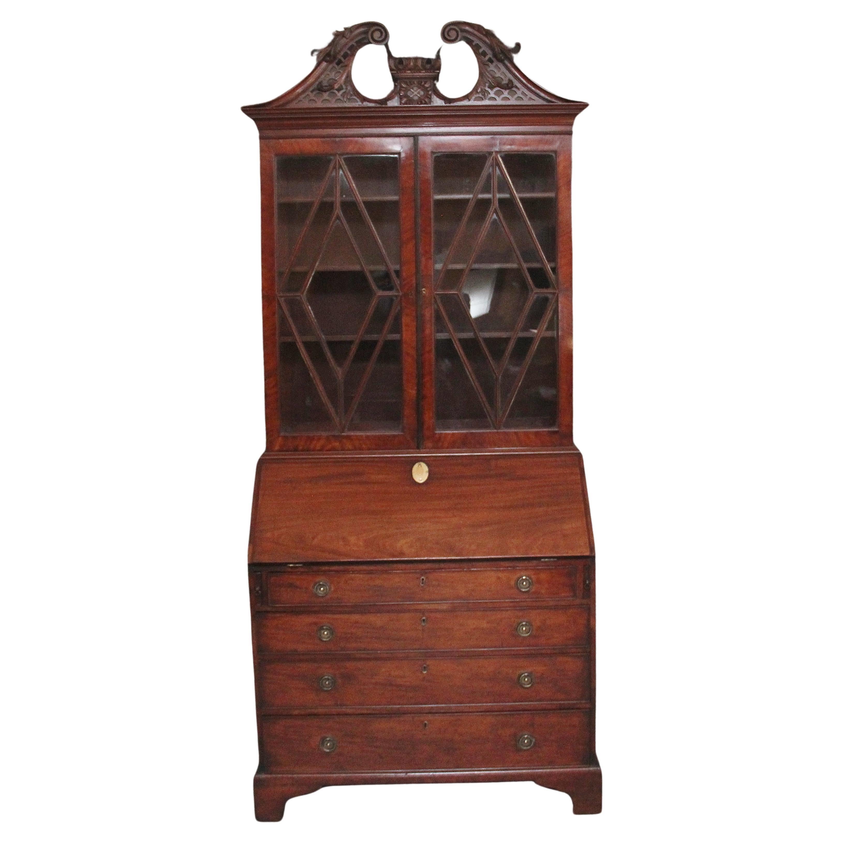 Early 19th Century mahogany bureau bookcase For Sale