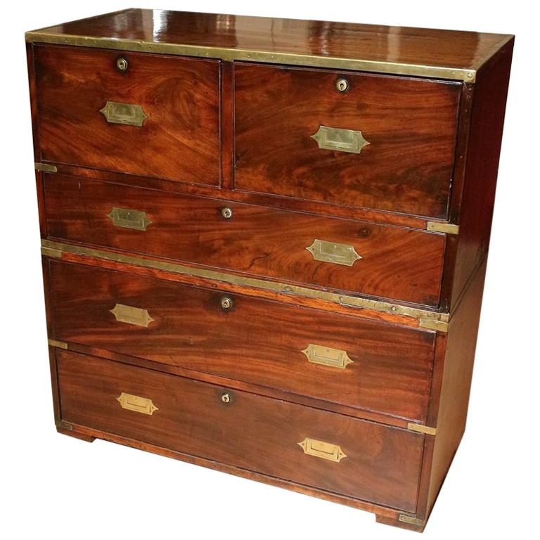 Early 19th Century Mahogany Campaign Chest of Drawers