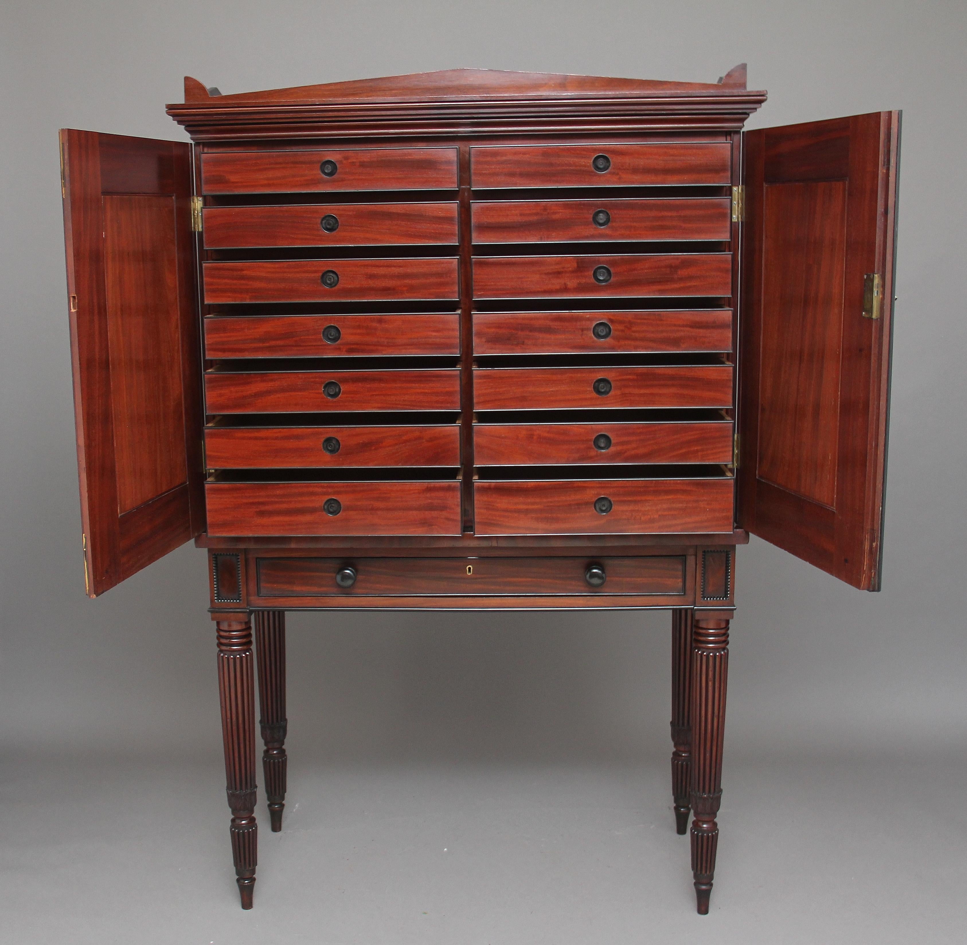 English Early 19th Century Mahogany Collectors Cabinet For Sale