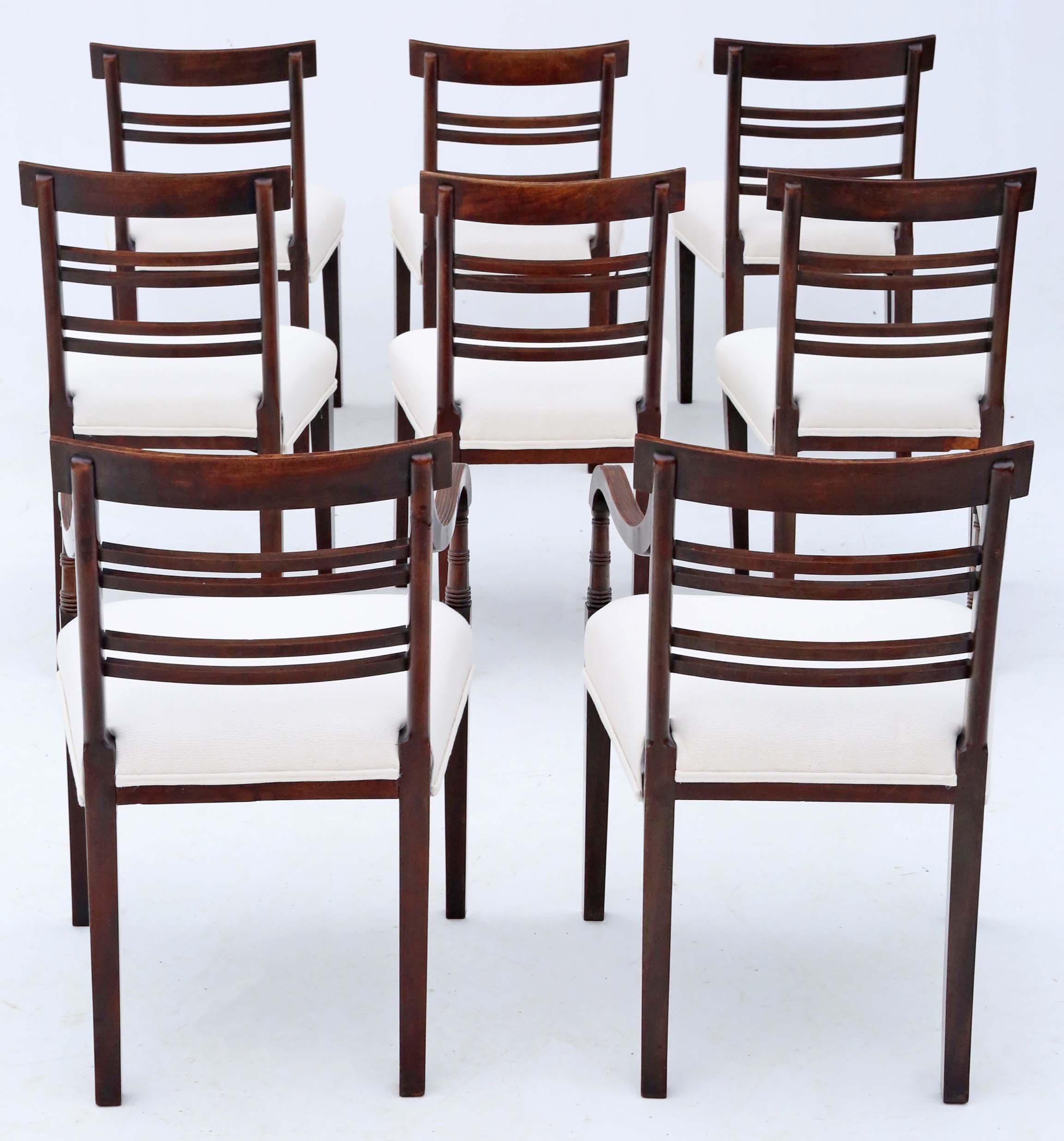 English Early 19th Century Mahogany Dining Chairs: Set of 8 (6+2) Antique Quality, C1810 For Sale