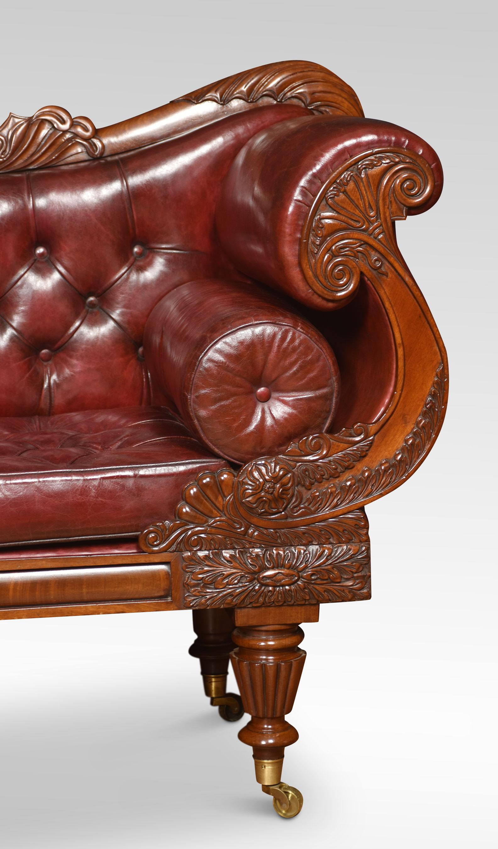 Wood Early 19th Century Mahogany Framed Scroll End Settee For Sale