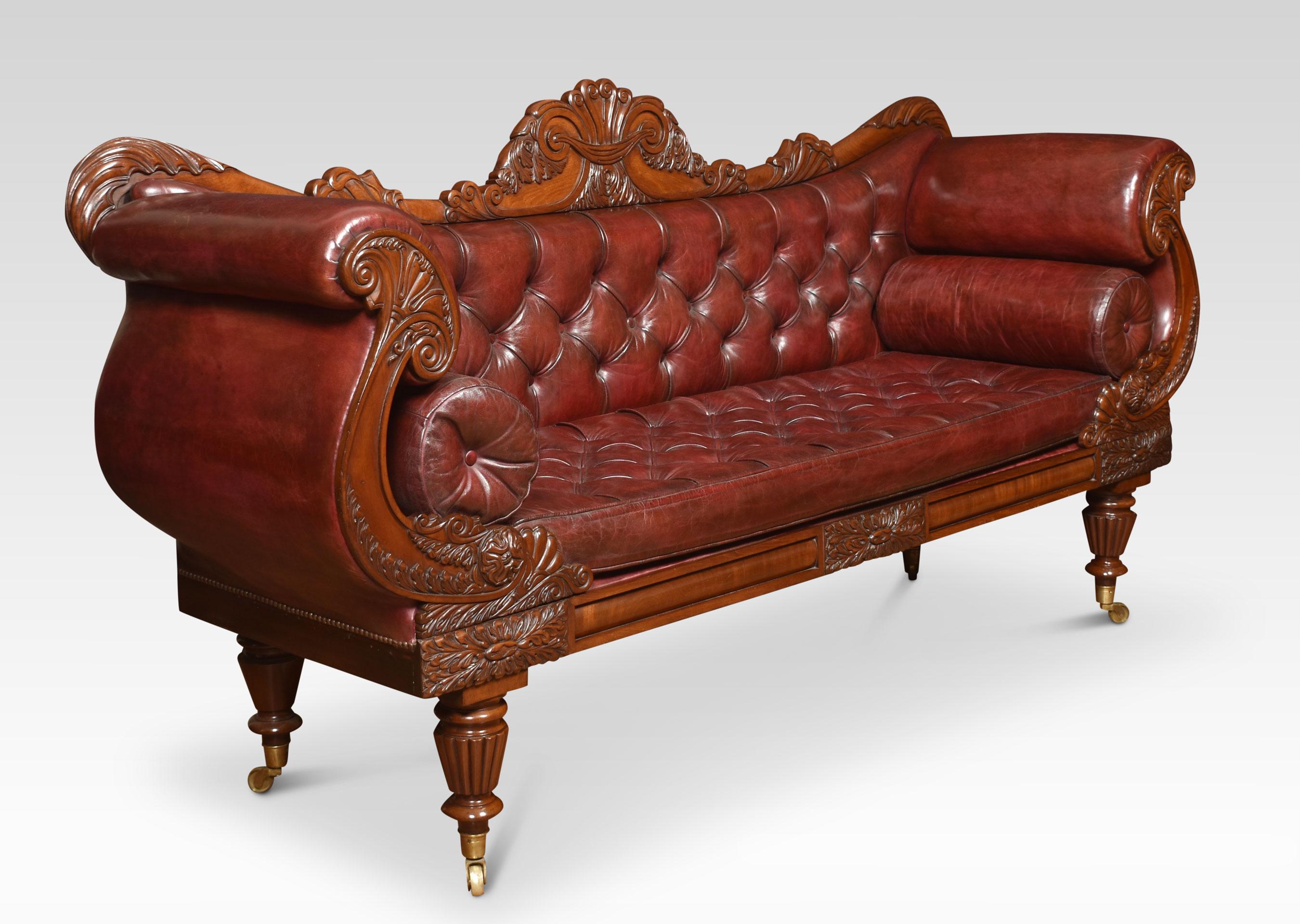 Early 19th Century Mahogany Framed Scroll End Settee For Sale 2