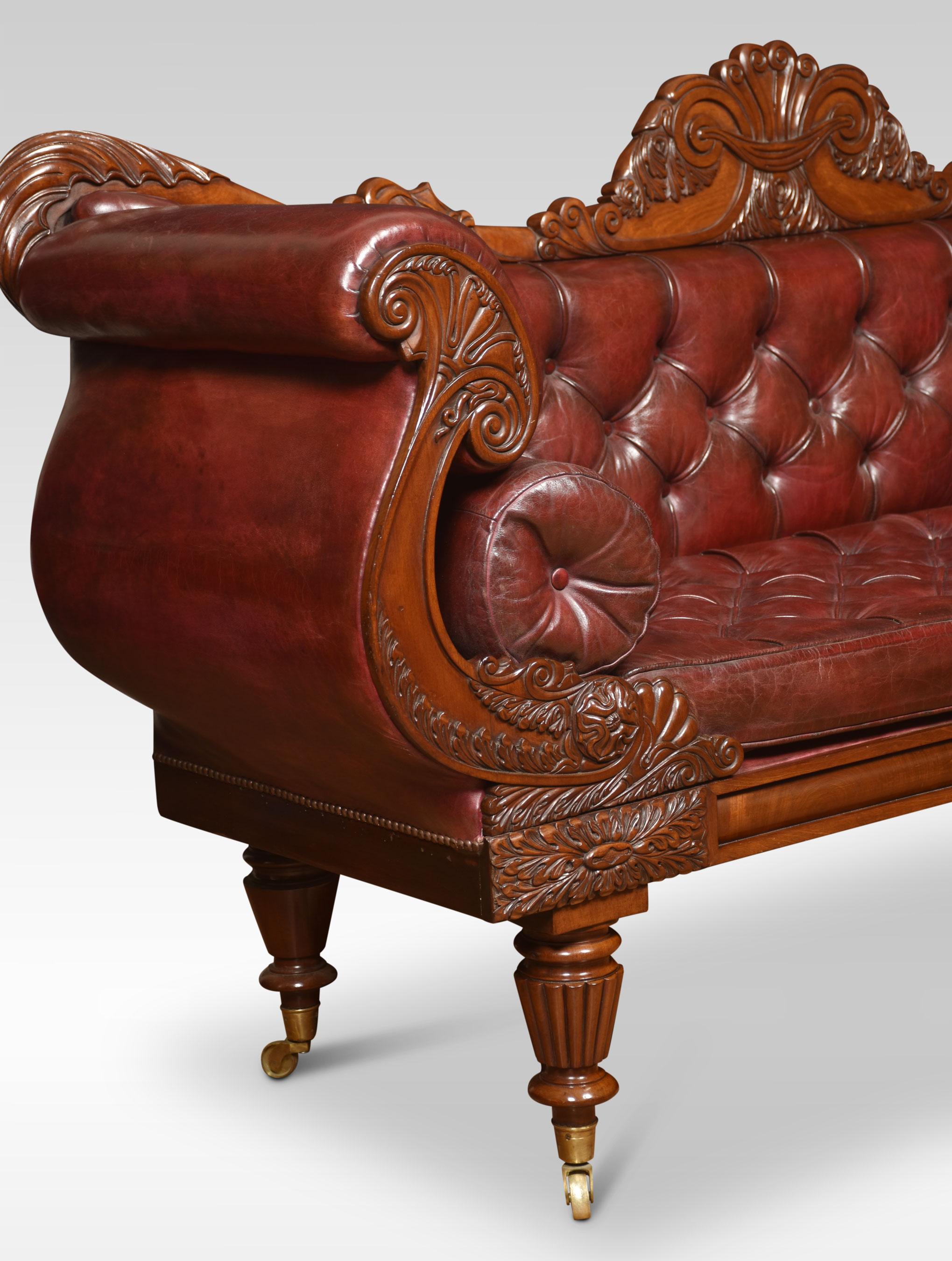 Early 19th Century Mahogany Framed Scroll End Settee For Sale 3