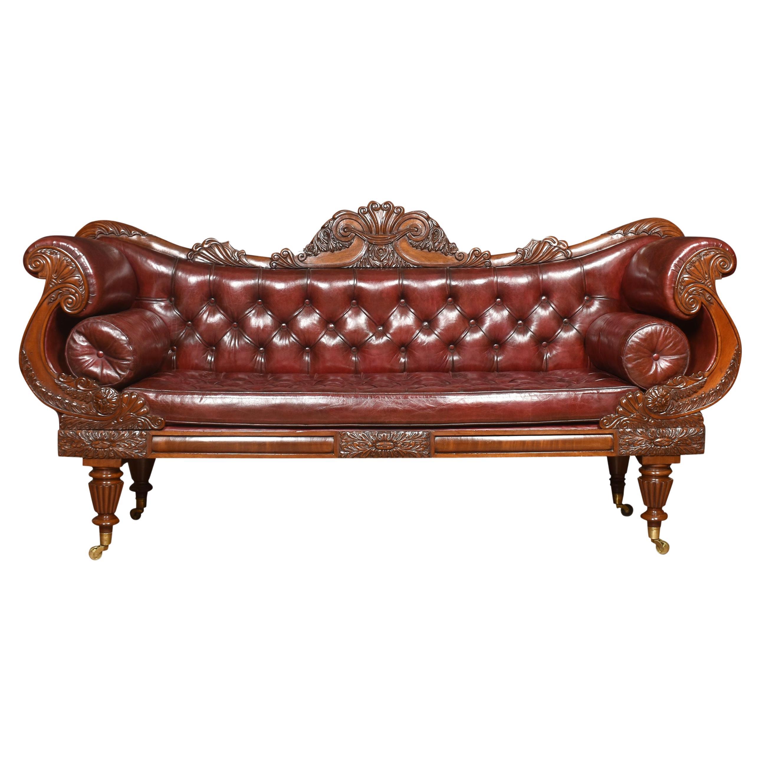 Early 19th Century Mahogany Framed Scroll End Settee