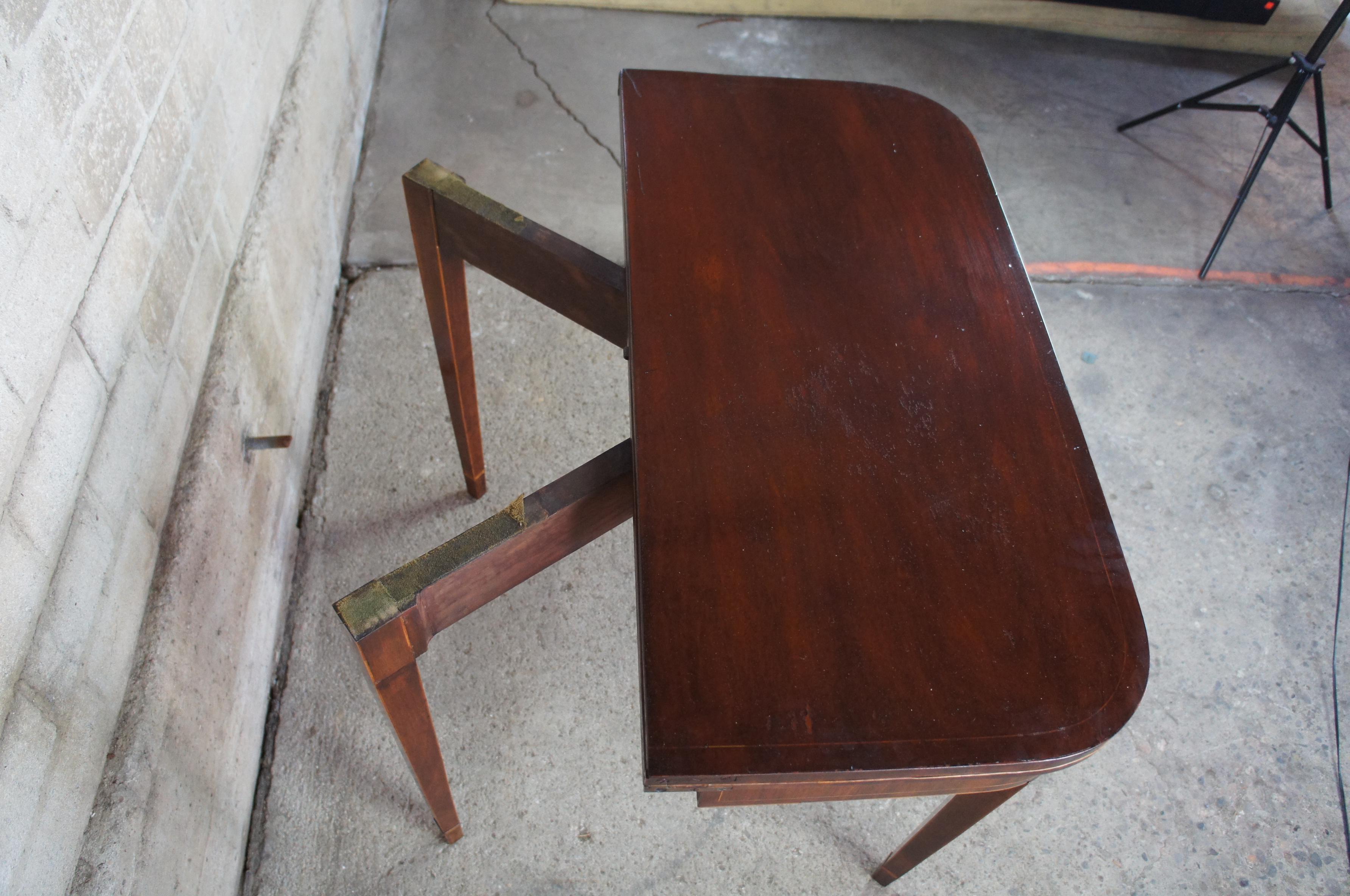 Early 19th Century Mahogany Inlaid Game Table Entryway Console Sheraton Antique 5