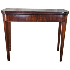 Early 19th Century Mahogany Inlaid Game Table Entryway Console Sheraton Antique